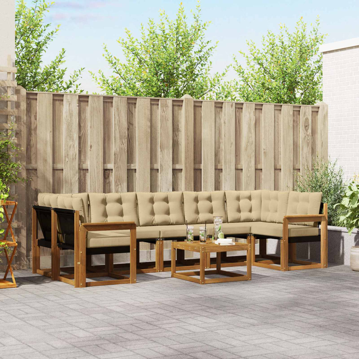 Set vanjskih sofa 8 kom. Prirodna i bež