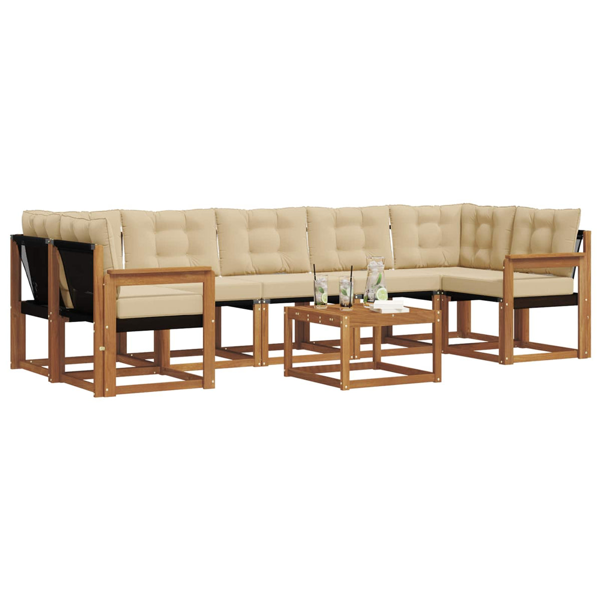 Set vanjskih sofa 8 kom. Prirodna i bež