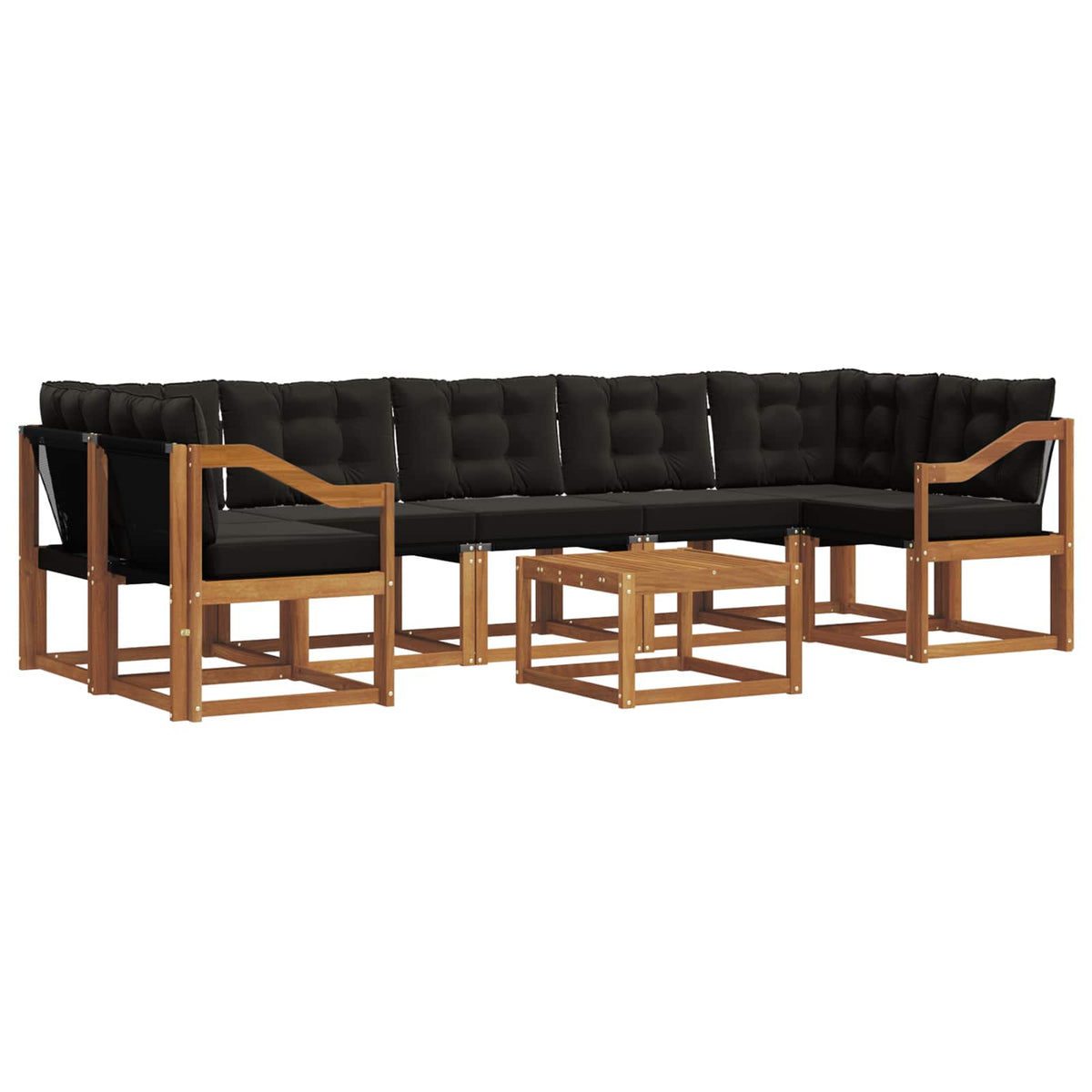 Set vanjskih sofa 8 kom. Prirodna i crna