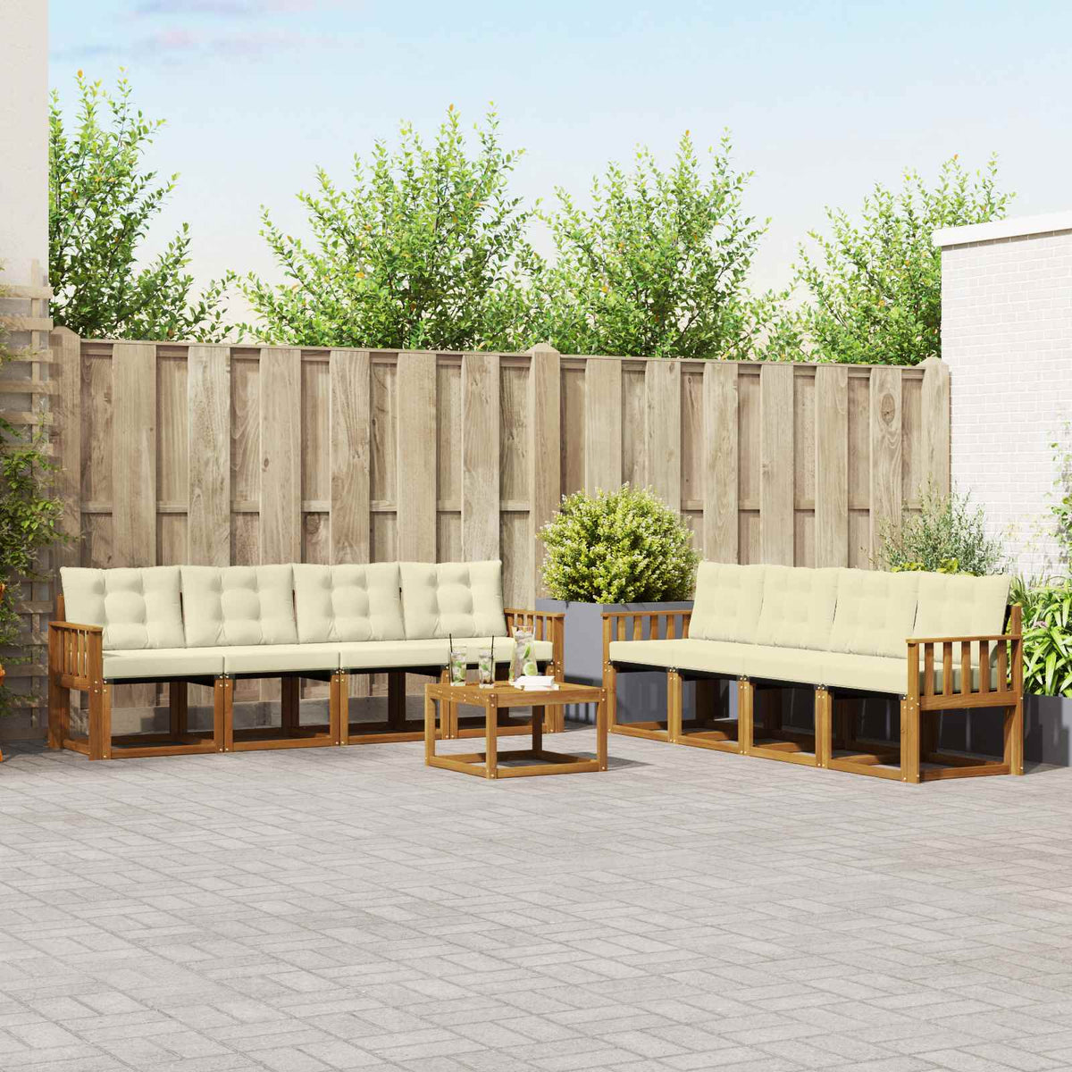 Set vanjskih sofa 9 kom. Prirodna i krem