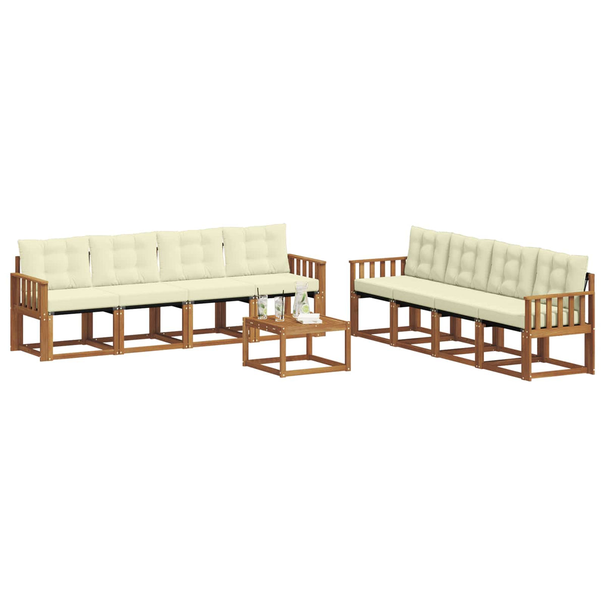 Set vanjskih sofa 9 kom. Prirodna i krem