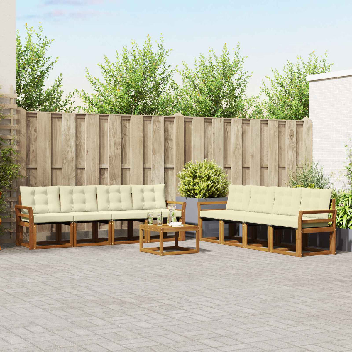 Set vanjskih sofa 9 kom. Prirodna i krem