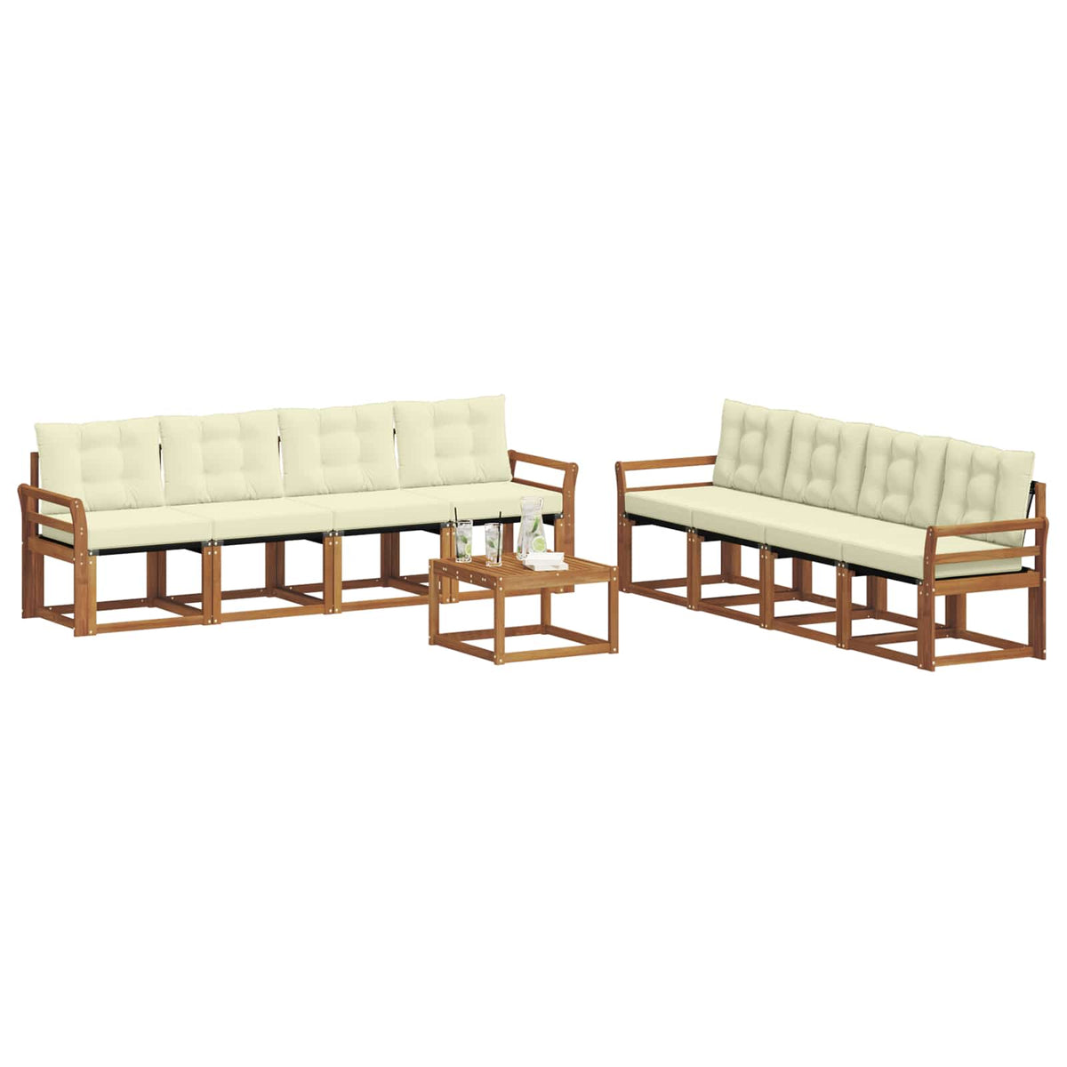 Set vanjskih sofa 9 kom. Prirodna i krem