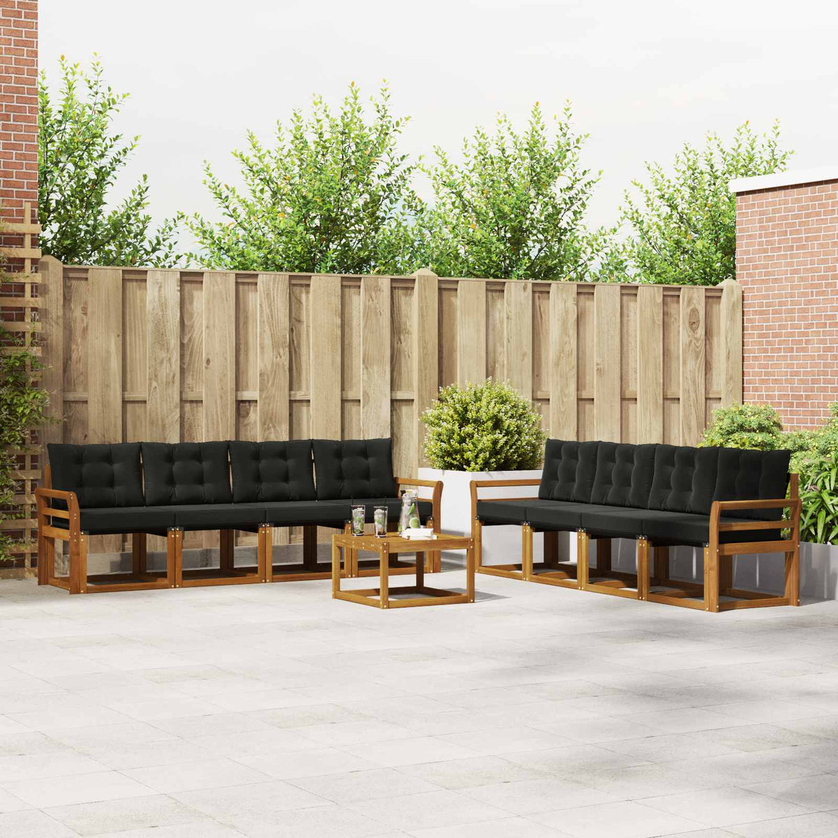 Set vanjskih sofa 9 kom. Prirodna i crna