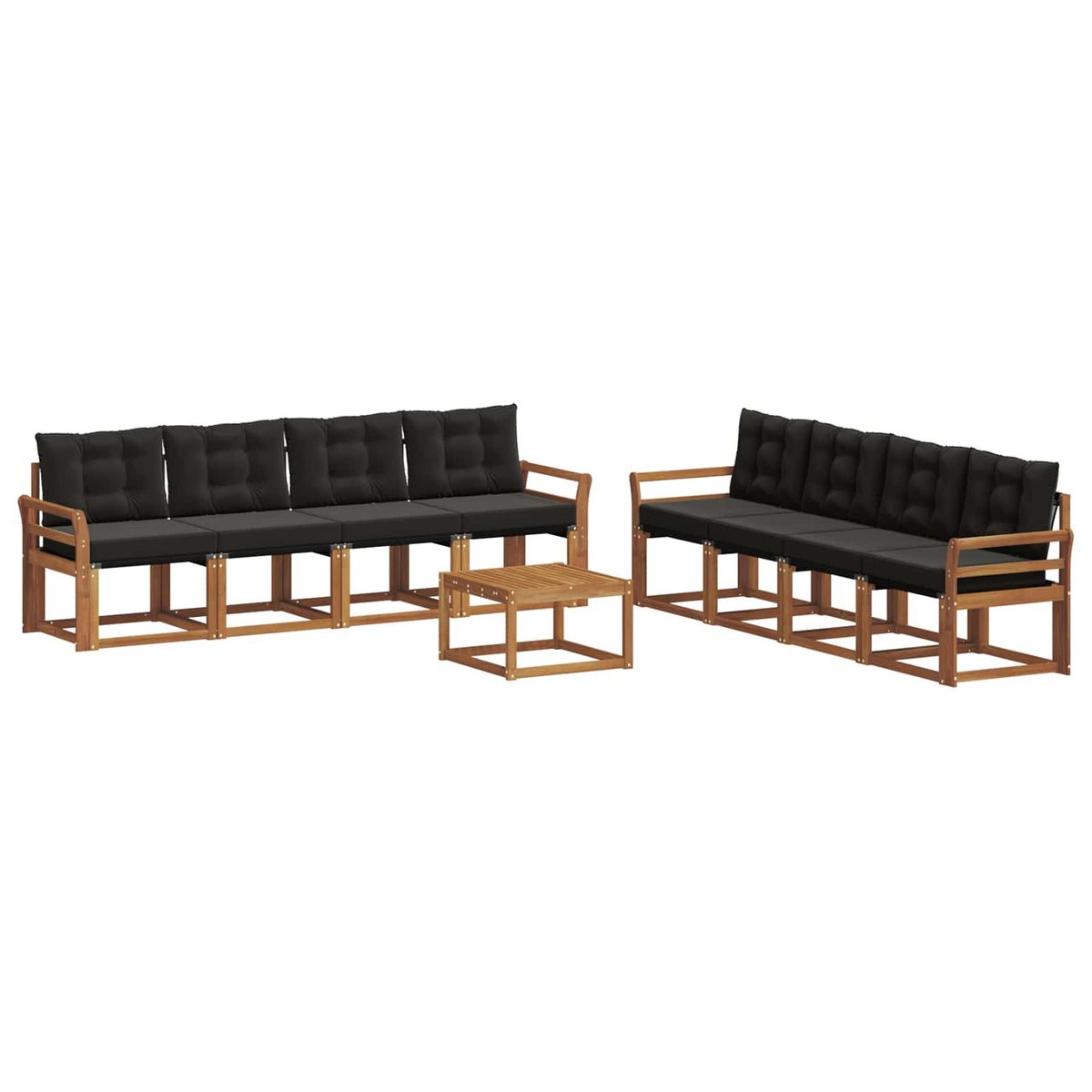 Set vanjskih sofa 9 kom. Prirodna i crna