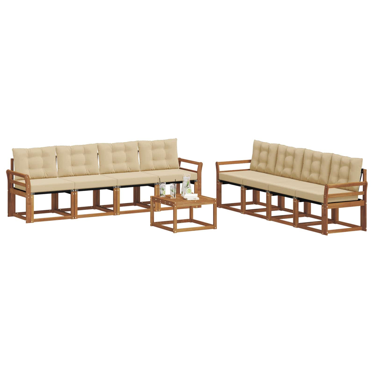 Set vanjskih sofa 9 kom. Prirodna i bež