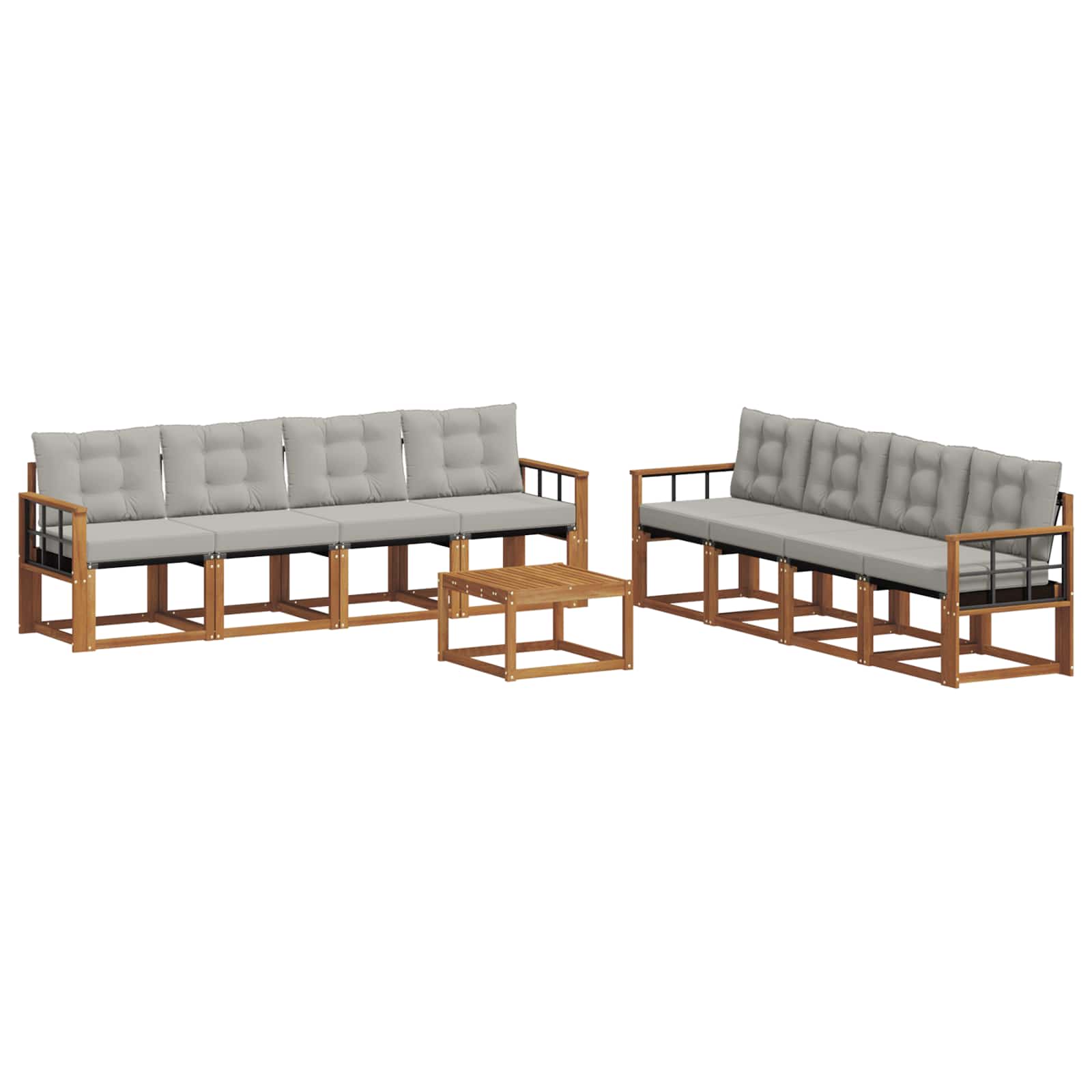 Set vanjskih sofa 9 kom. Prirodna i svijetlo siva