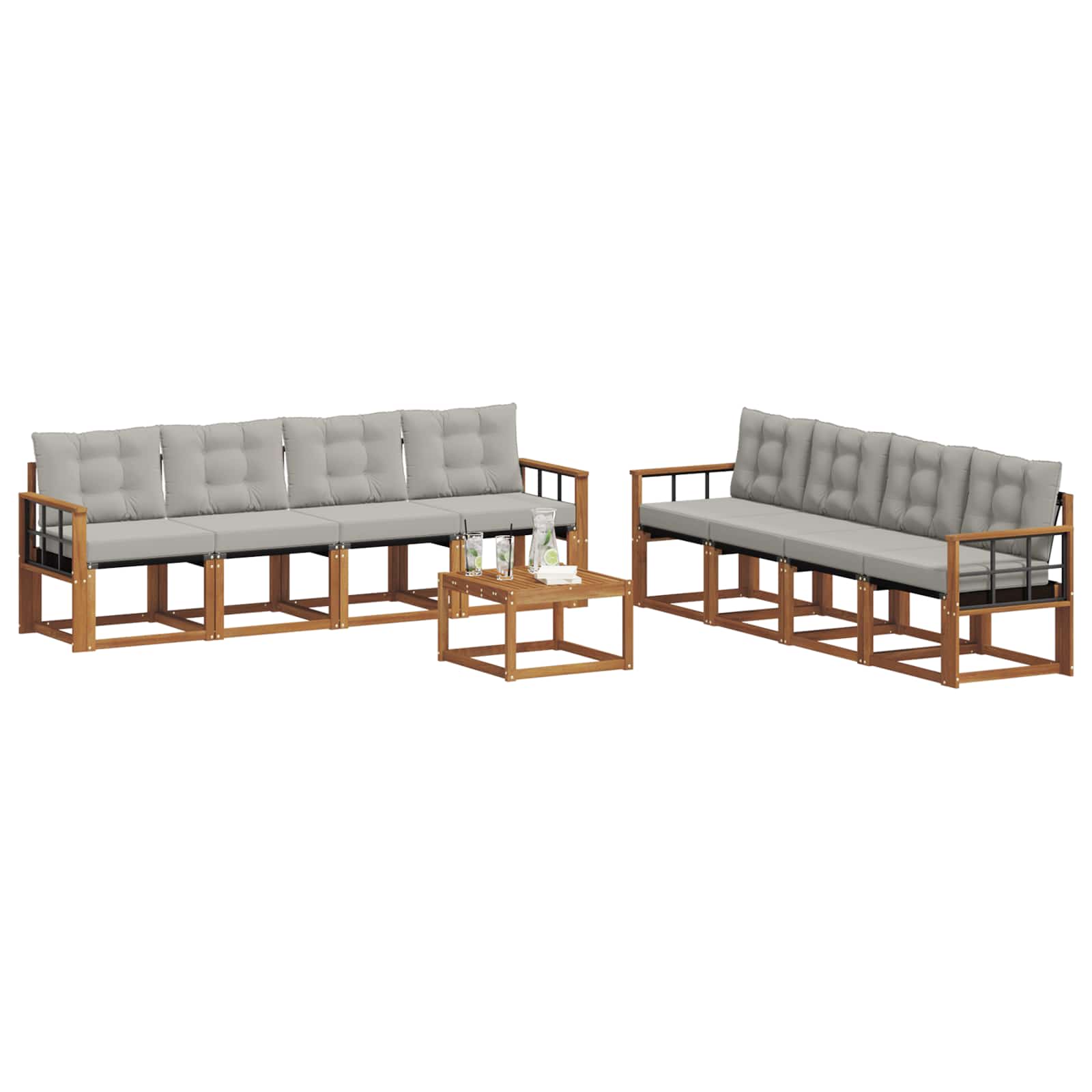 Set vanjskih sofa 9 kom. Prirodna i svijetlo siva