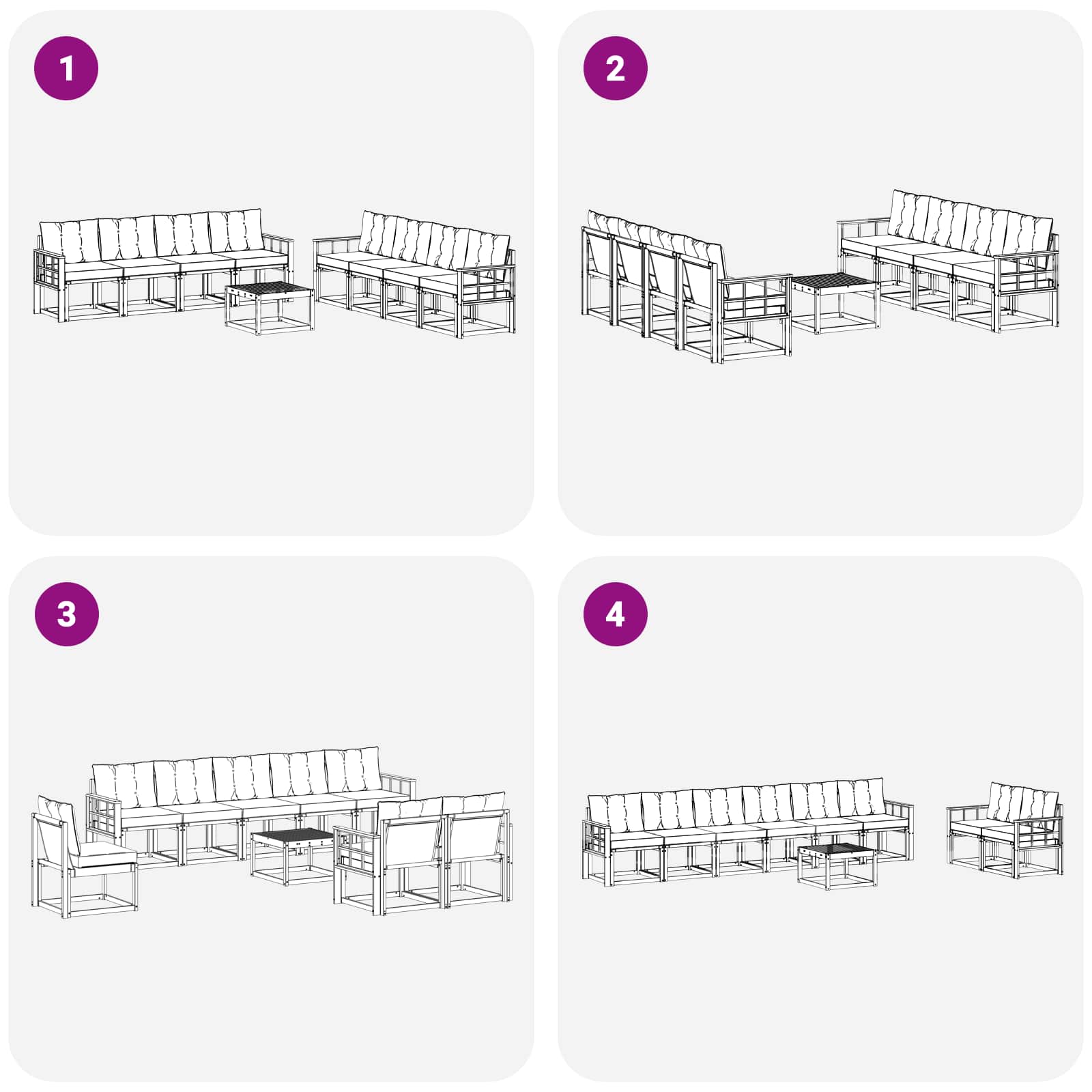 Set vanjskih sofa 9 kom. Prirodna i svijetlo siva