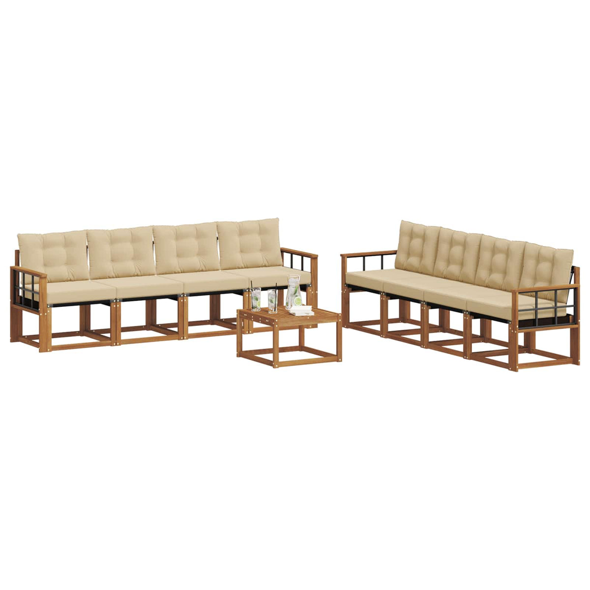 Set vanjskih sofa 9 kom. Prirodna i bež