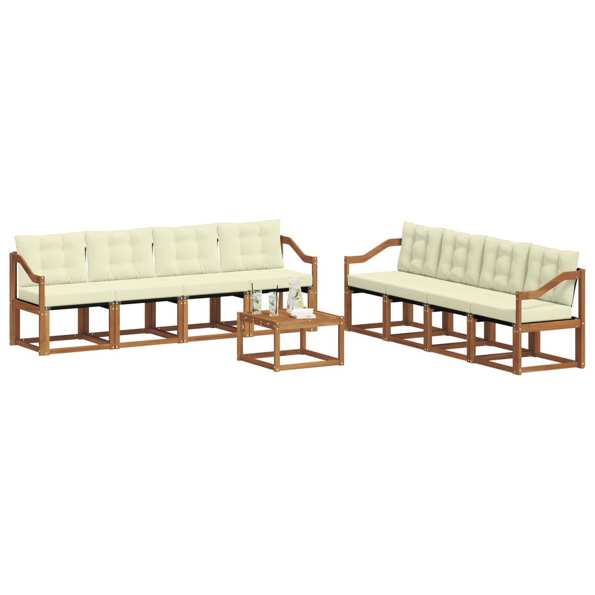 Set vanjskih sofa 9 kom. Prirodna i krem