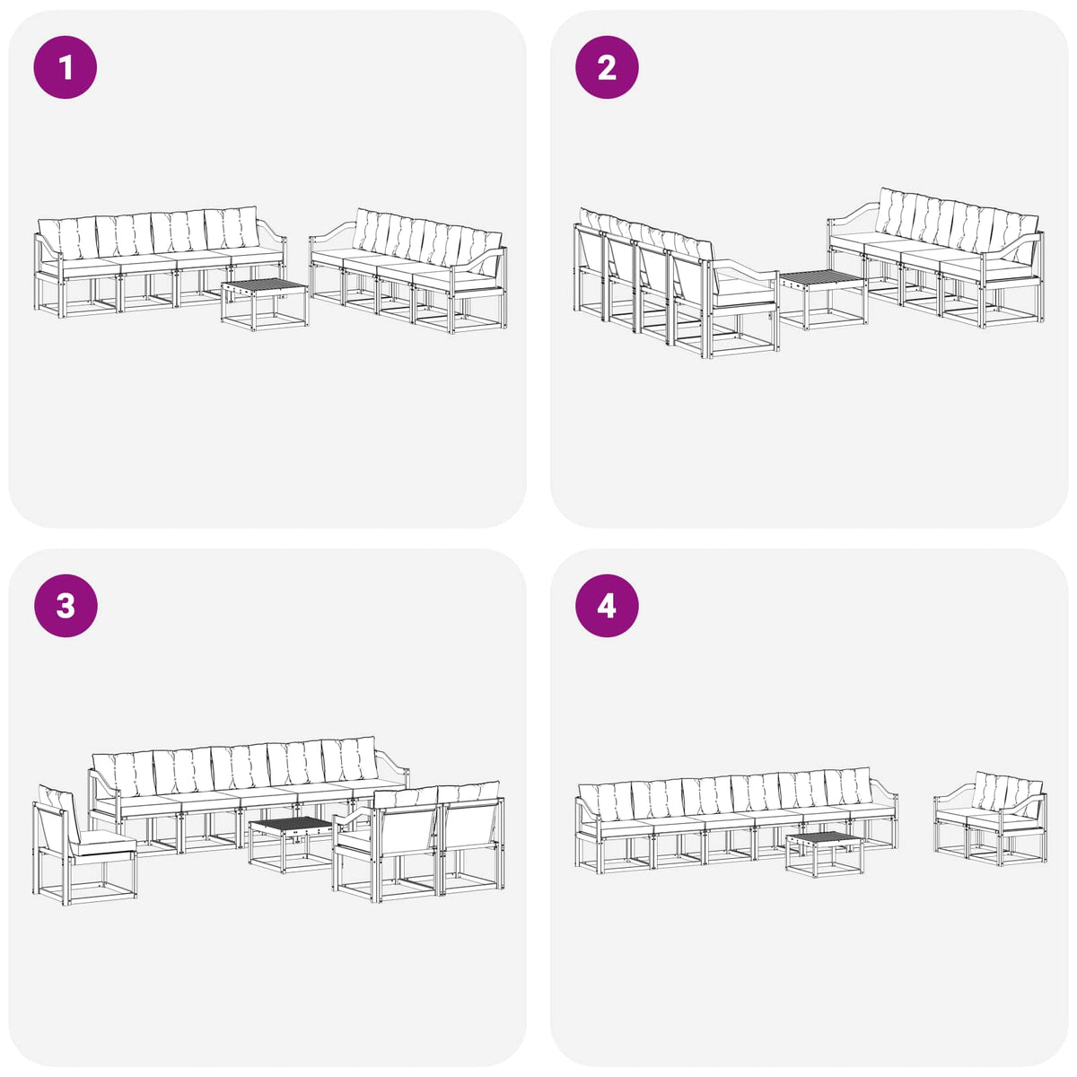 Set vanjskih sofa 9 kom. Prirodna i krem