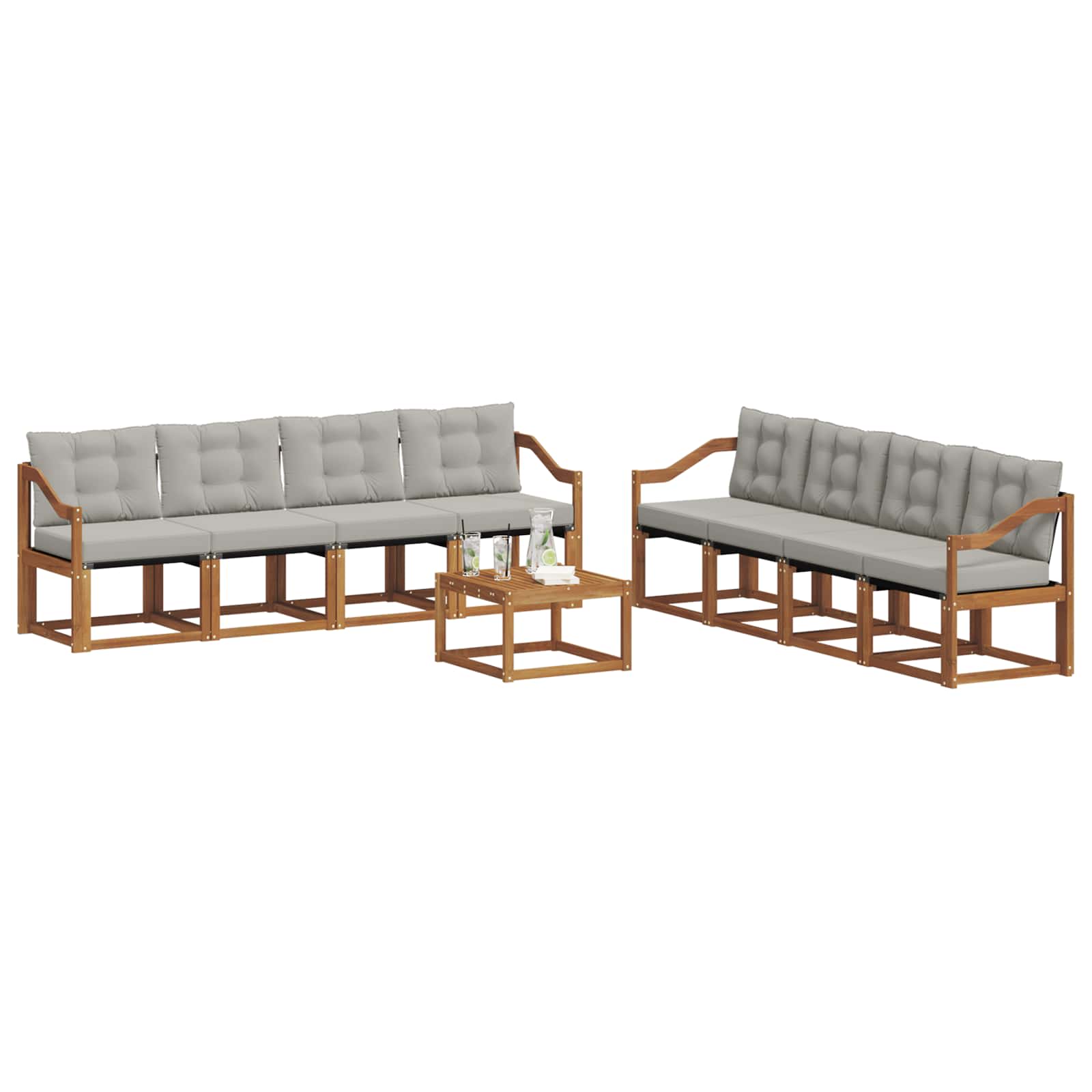 Set vanjskih sofa 9 kom. Prirodna i svijetlo siva
