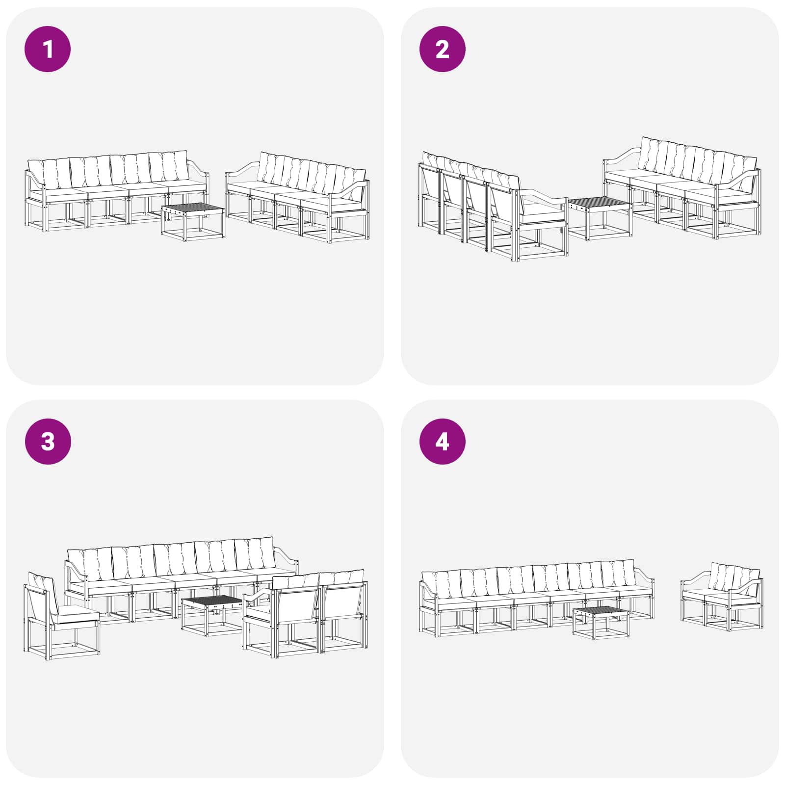 Set vanjskih sofa 9 kom. Prirodna i svijetlo siva