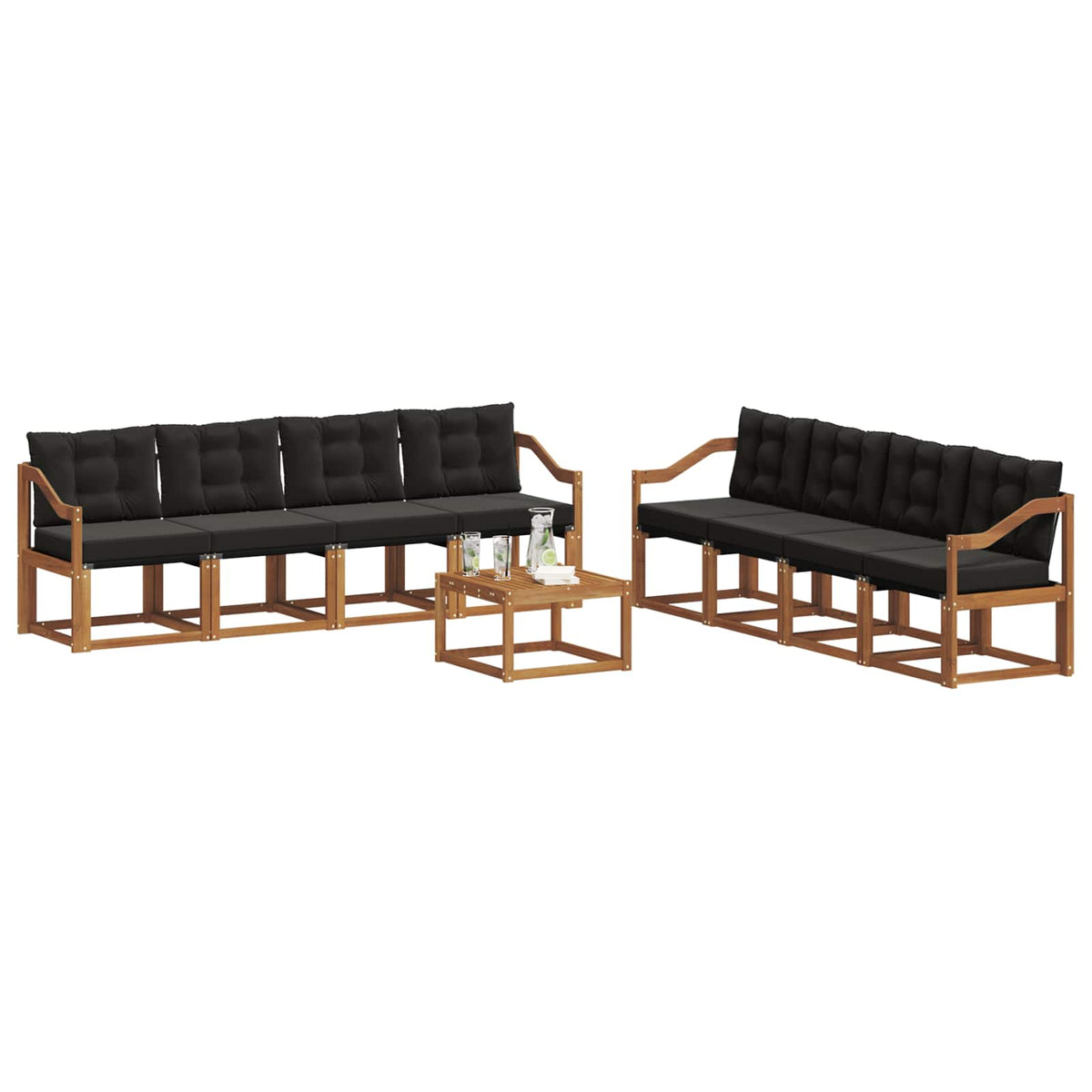 Set vanjskih sofa 9 kom. Prirodna i crna