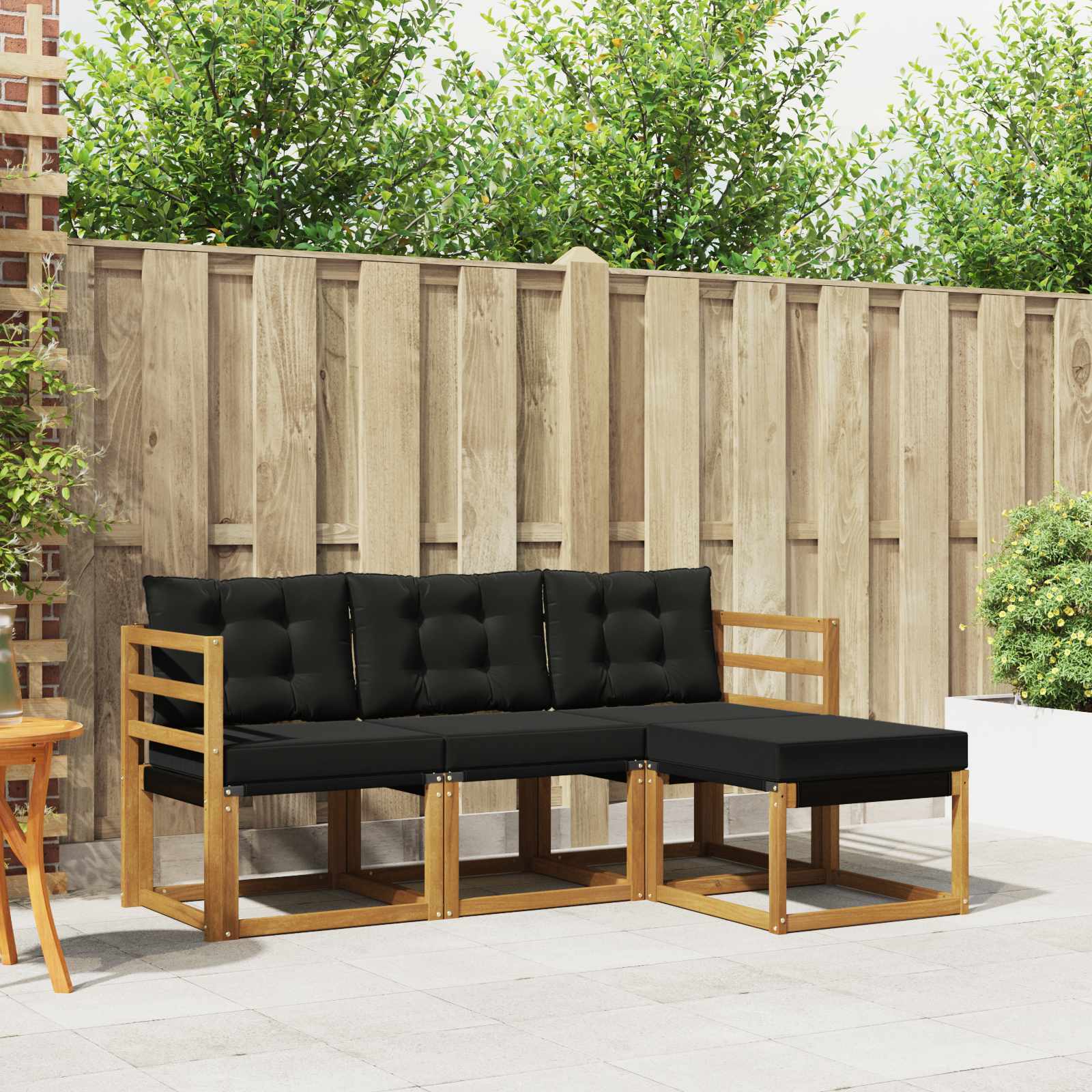 Set vanjskih sofa s jastukom 4 pcs Prirodna i crna