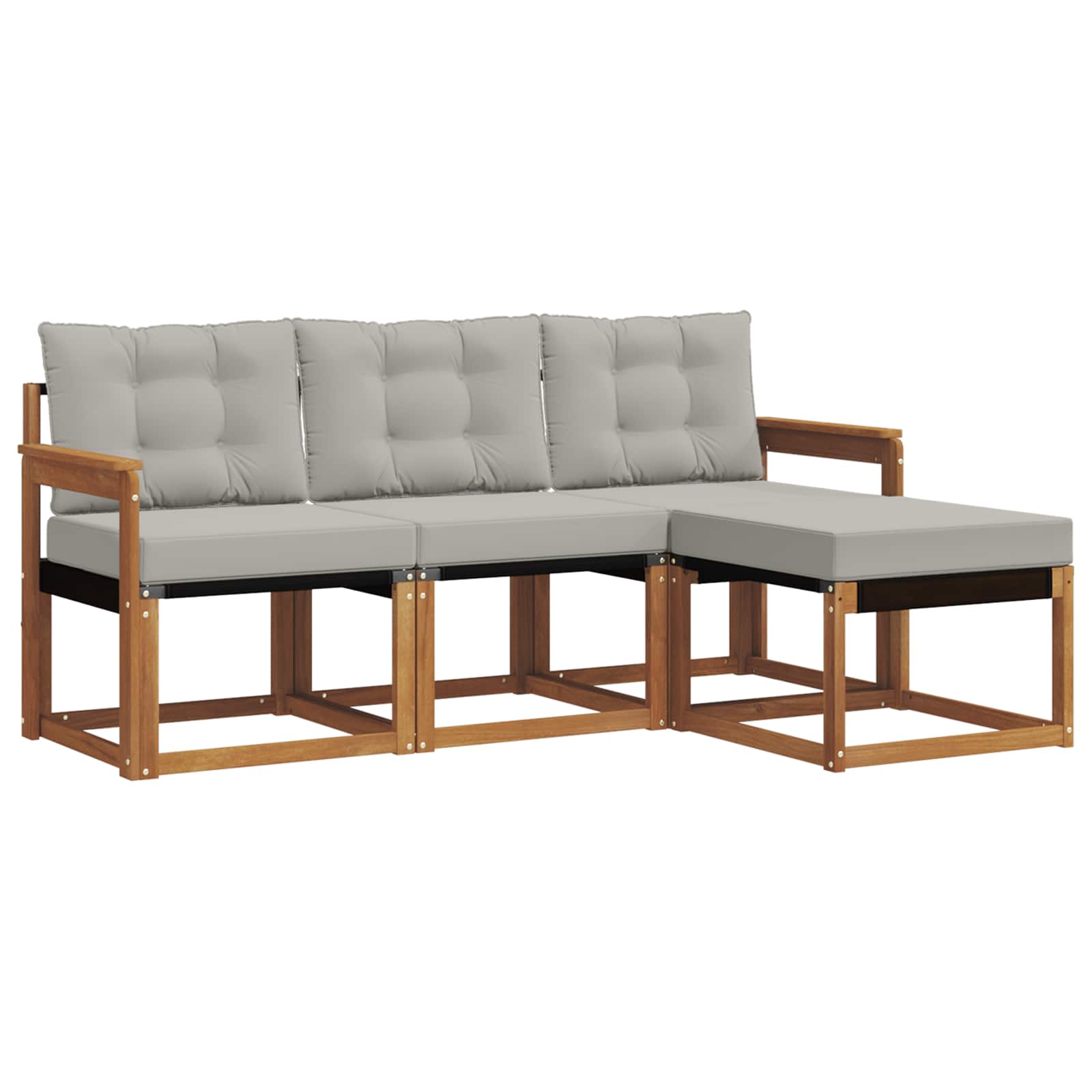 Set vanjskih sofa s jastukom 4 pcs Prirodna i svijetlo siva