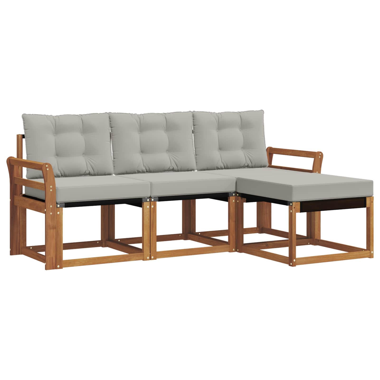 Set vanjskih sofa s jastukom 4 pcs Prirodna i svijetlo siva