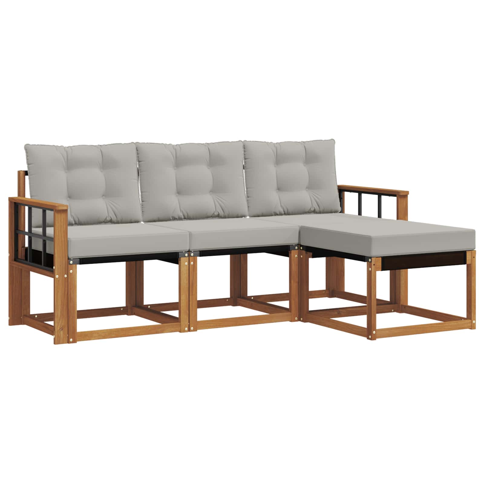 Set vanjskih sofa s jastukom 4 pcs Prirodna i svijetlo siva