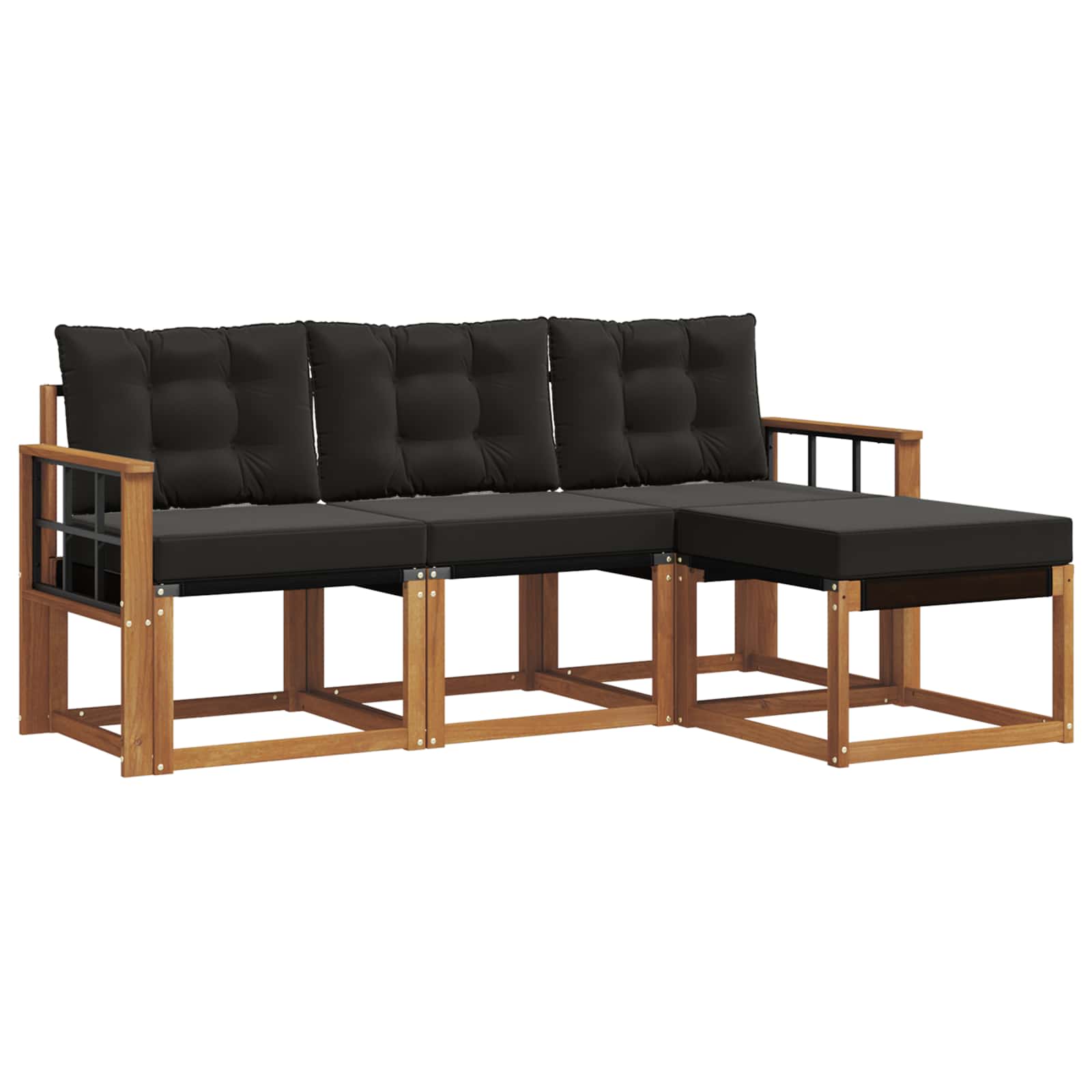 Set vanjskih sofa s jastukom 4 pcs Prirodna i crna
