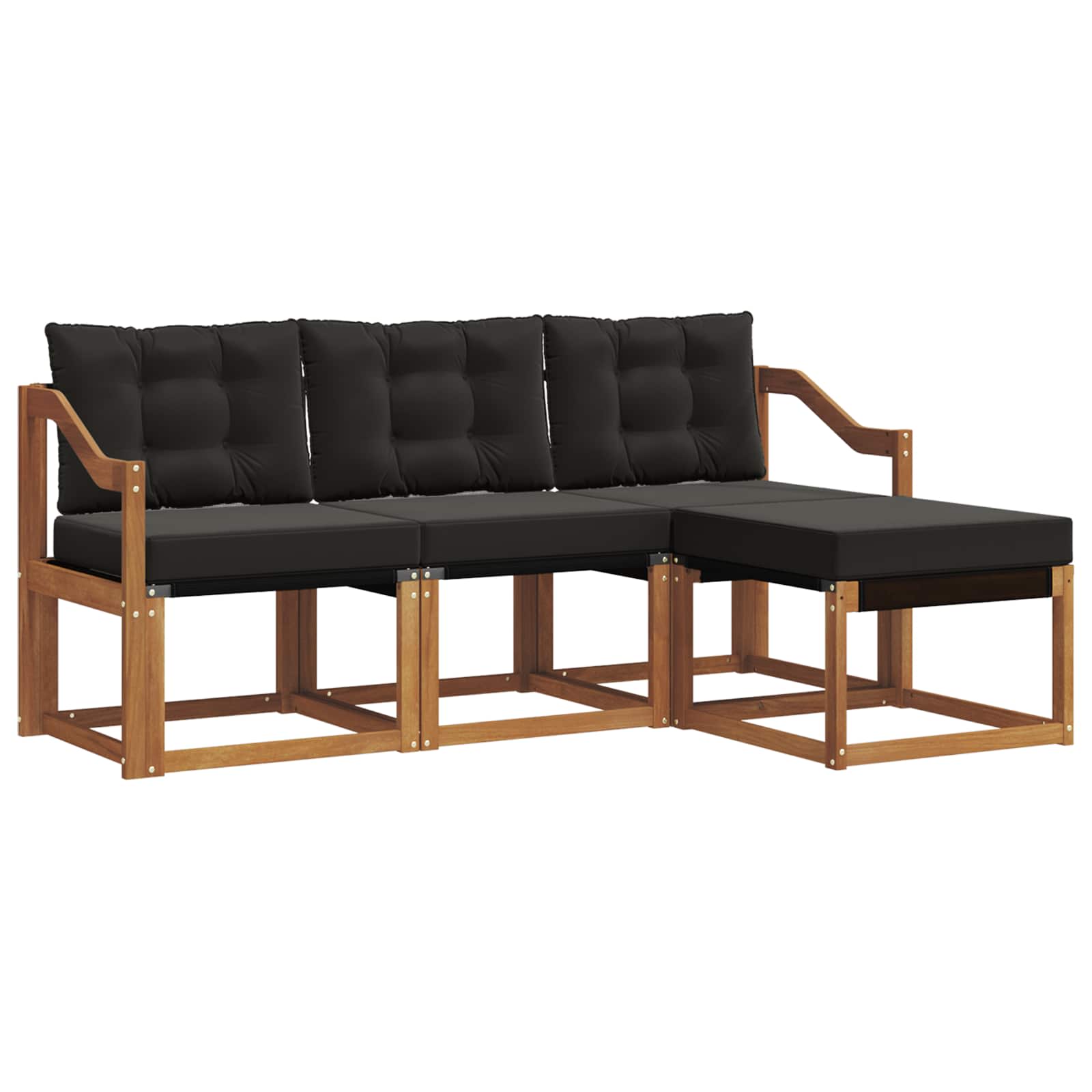 Set vanjskih sofa s jastukom 4 pcs Prirodna i crna