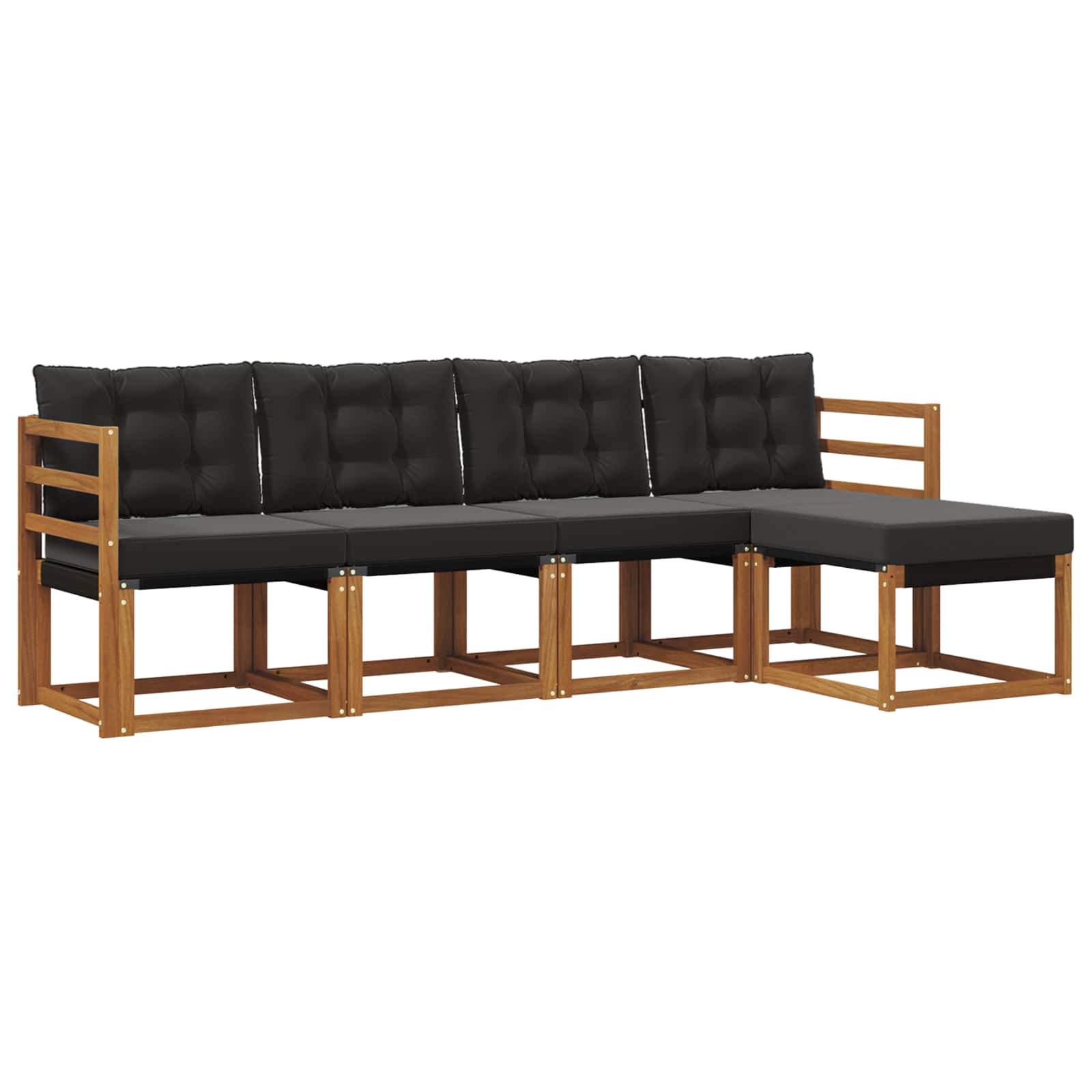 Set vanjskih sofa s jastukom 5 pcs Prirodna i crna
