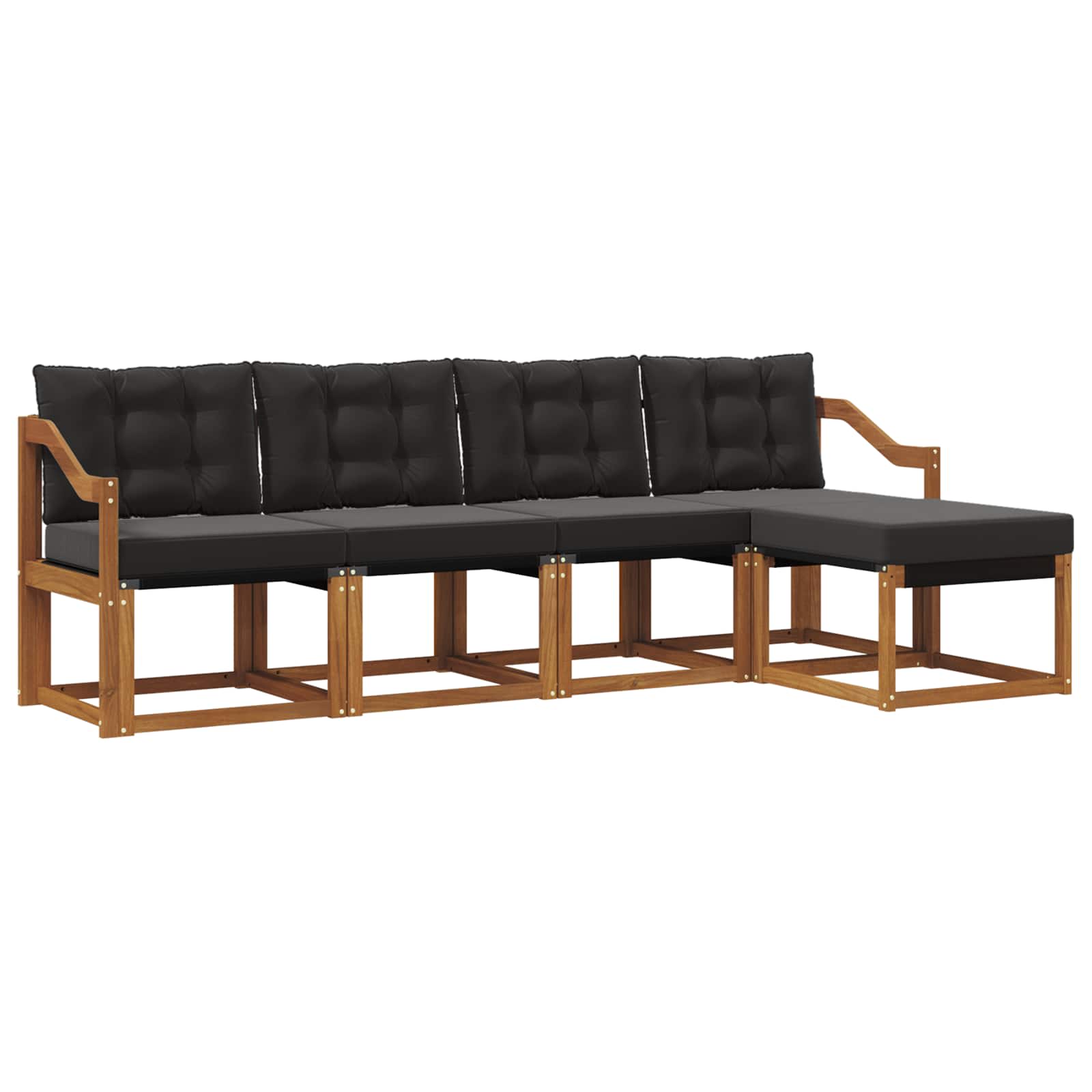Set vanjskih sofa s jastukom 5 pcs Prirodna i crna