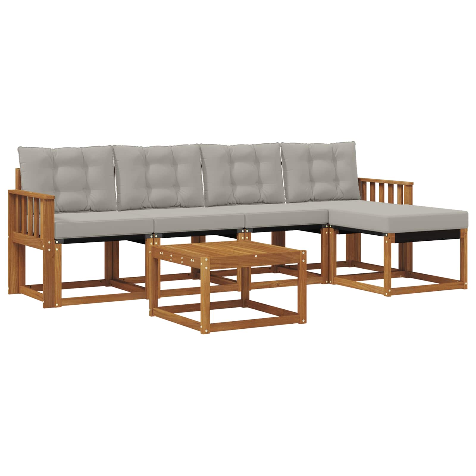 Set vanjskih sofa 6 kom. Prirodna i svjetlosiva