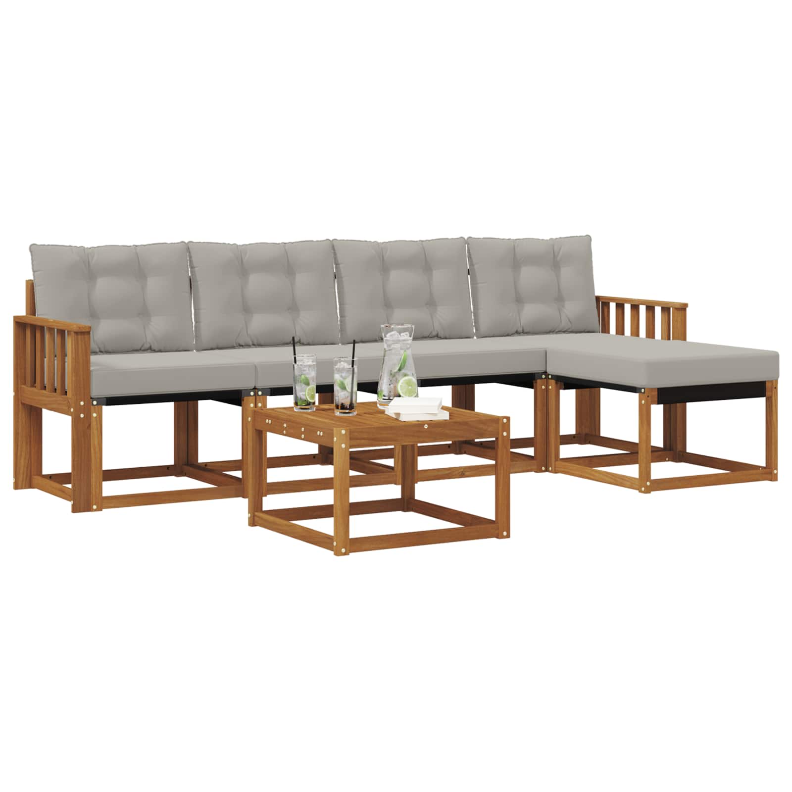 Set vanjskih sofa 6 kom. Prirodna i svjetlosiva