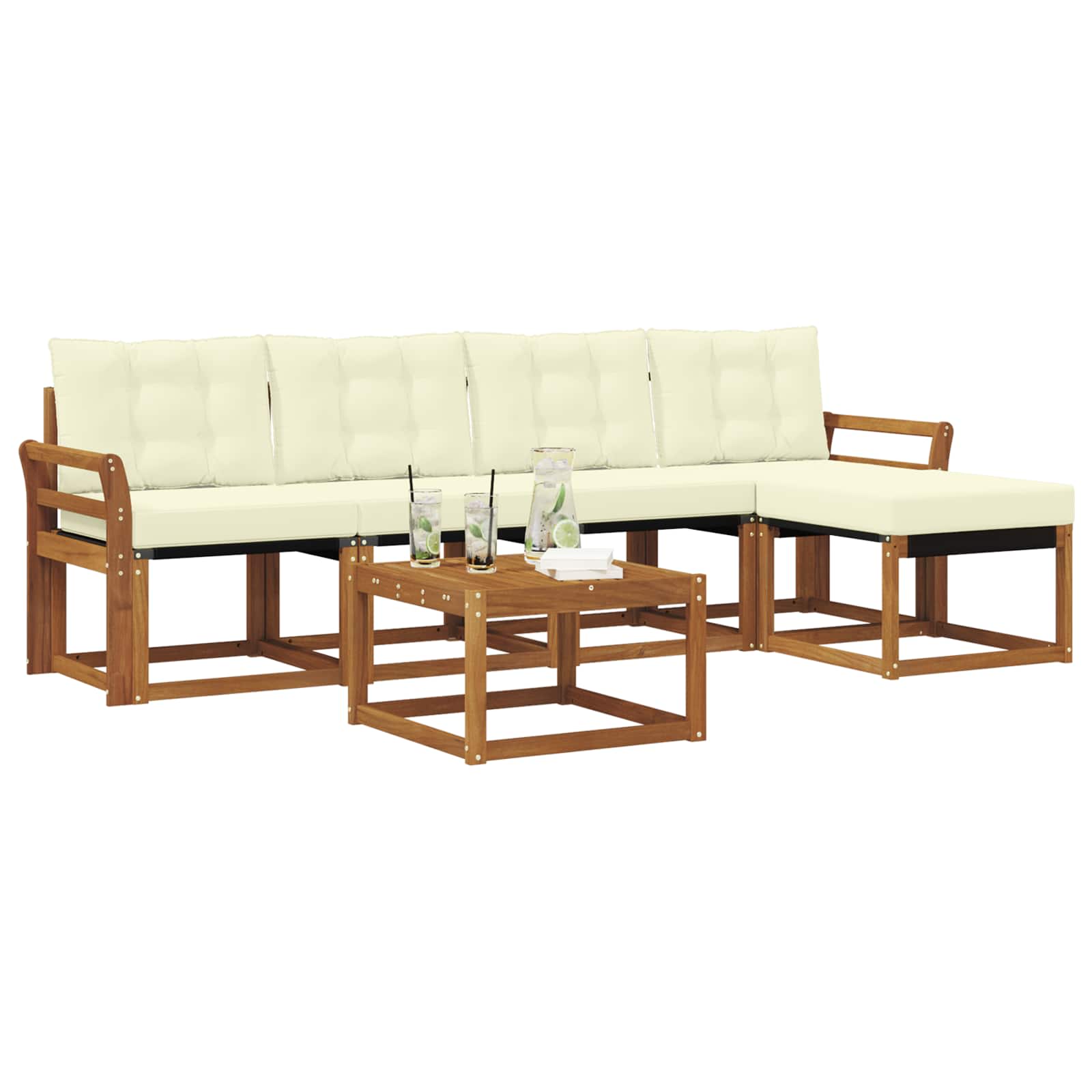 Set vanjskih sofa 6 kom. Prirodna i krem