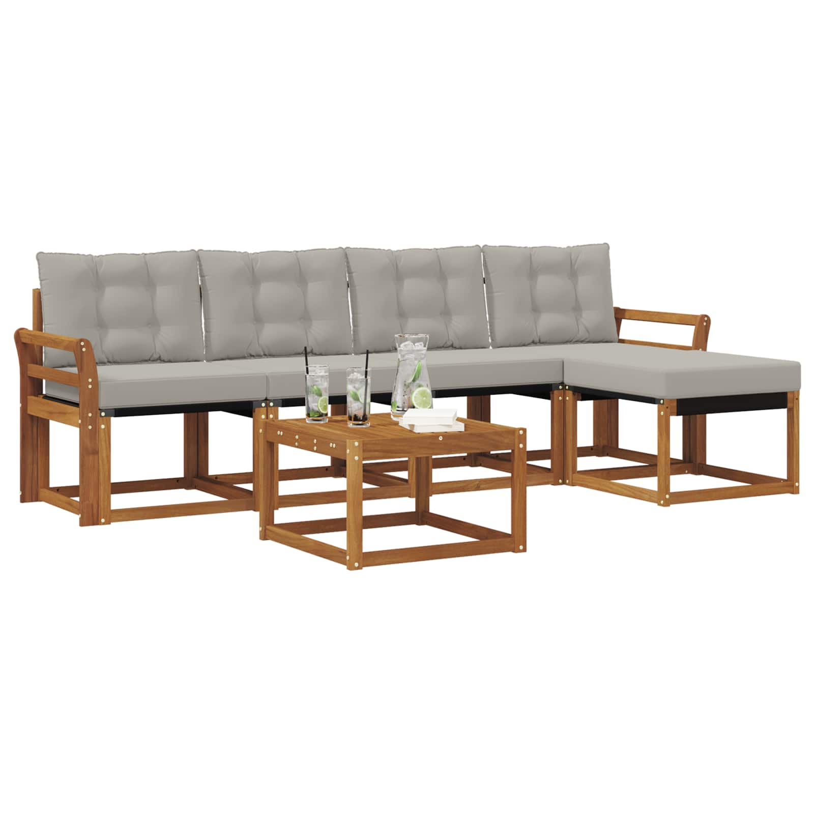 Set vanjskih sofa 6 kom. Prirodna i svjetlosiva
