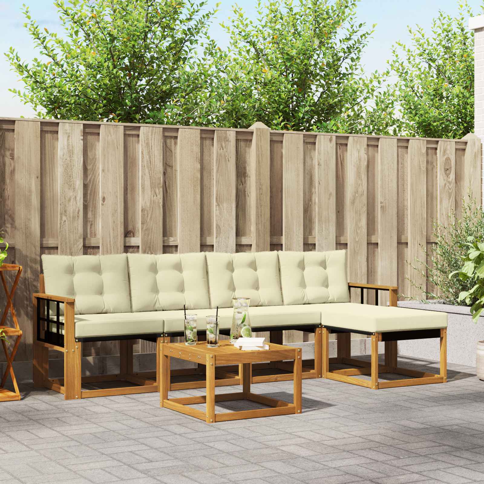 Set vanjskih sofa 6 kom. Prirodna i krem