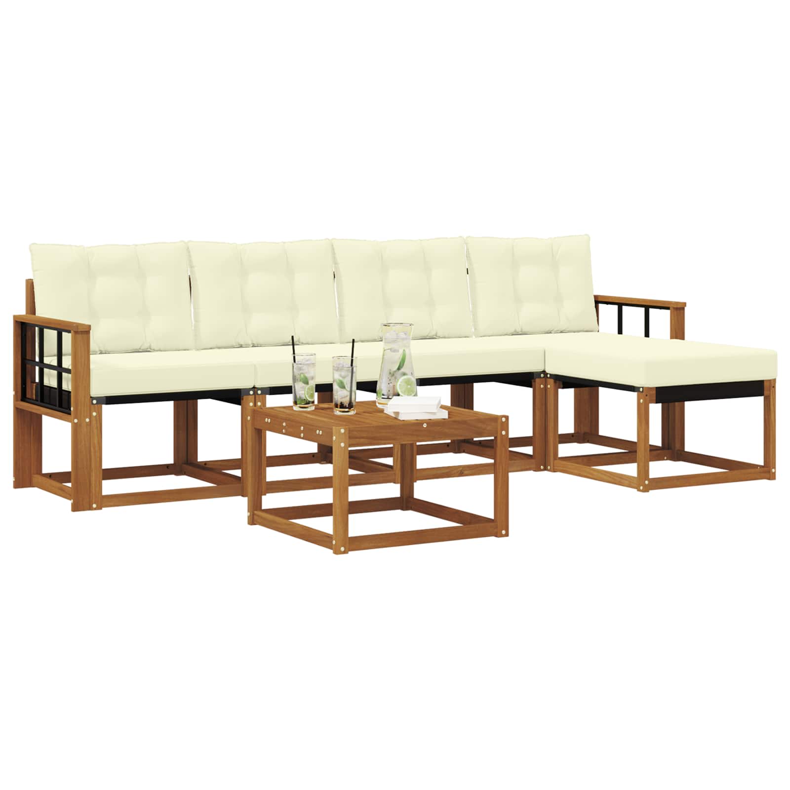 Set vanjskih sofa 6 kom. Prirodna i krem