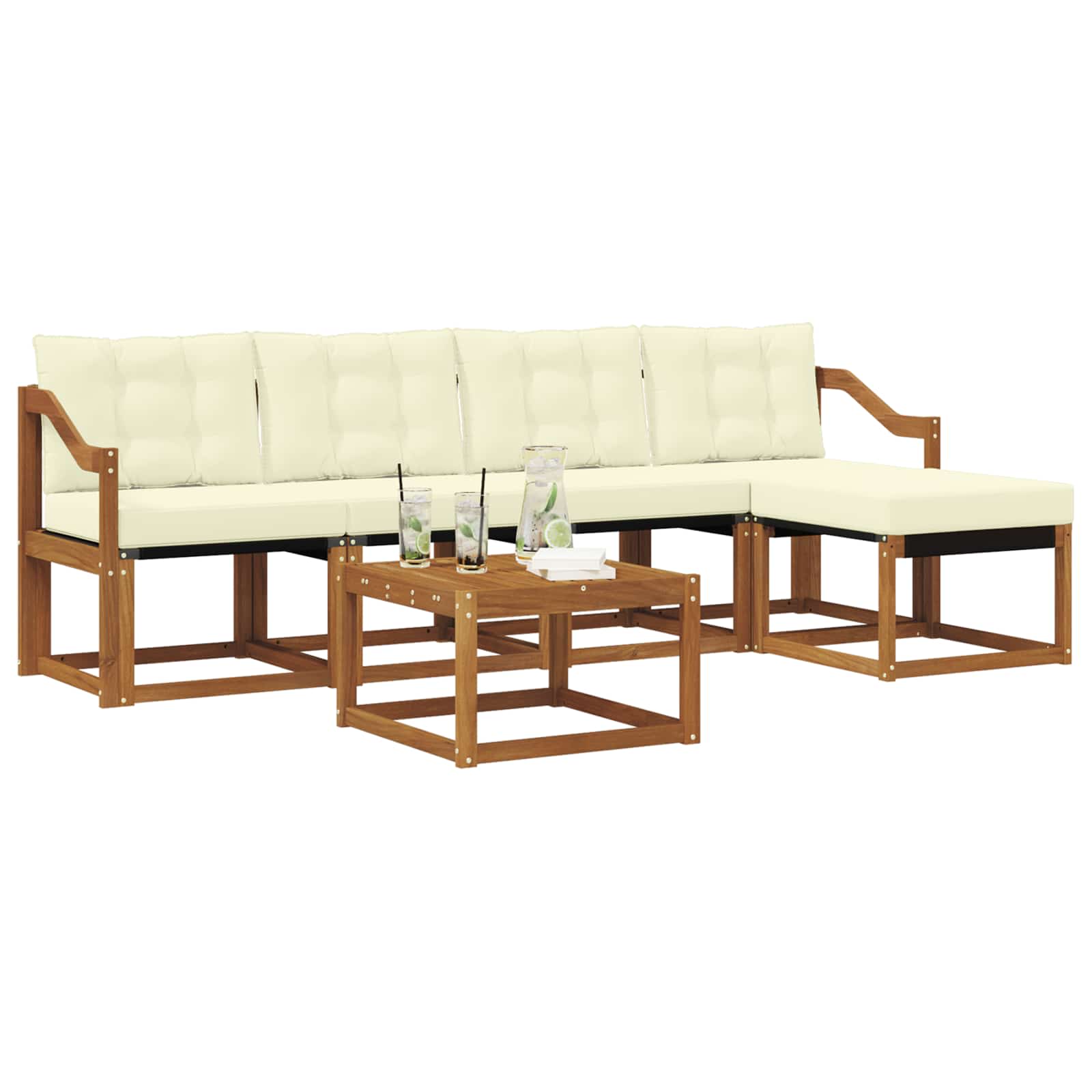 Set vanjskih sofa 6 kom. Prirodna i krem