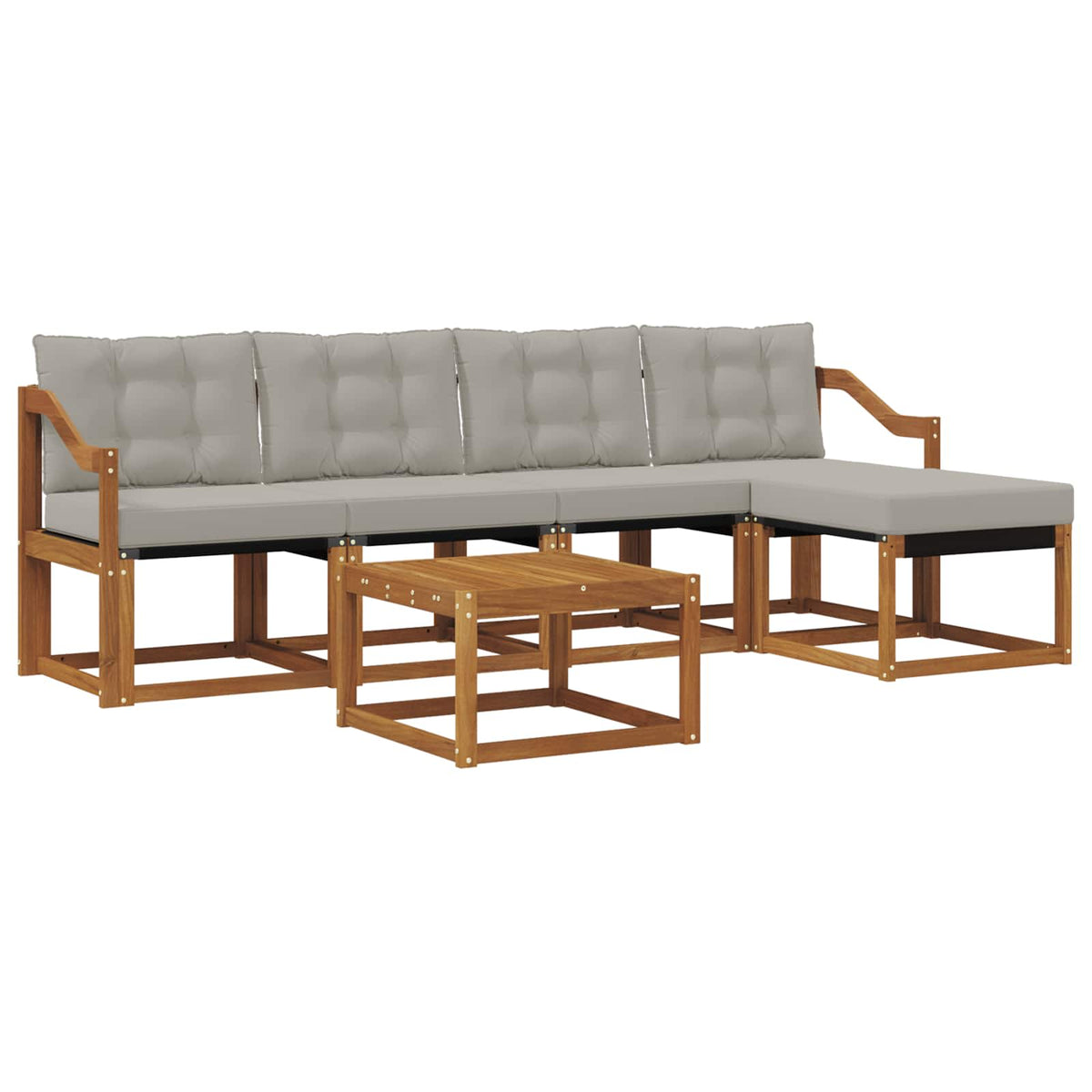 Set vanjskih sofa 6 kom. Prirodna i svjetlosiva