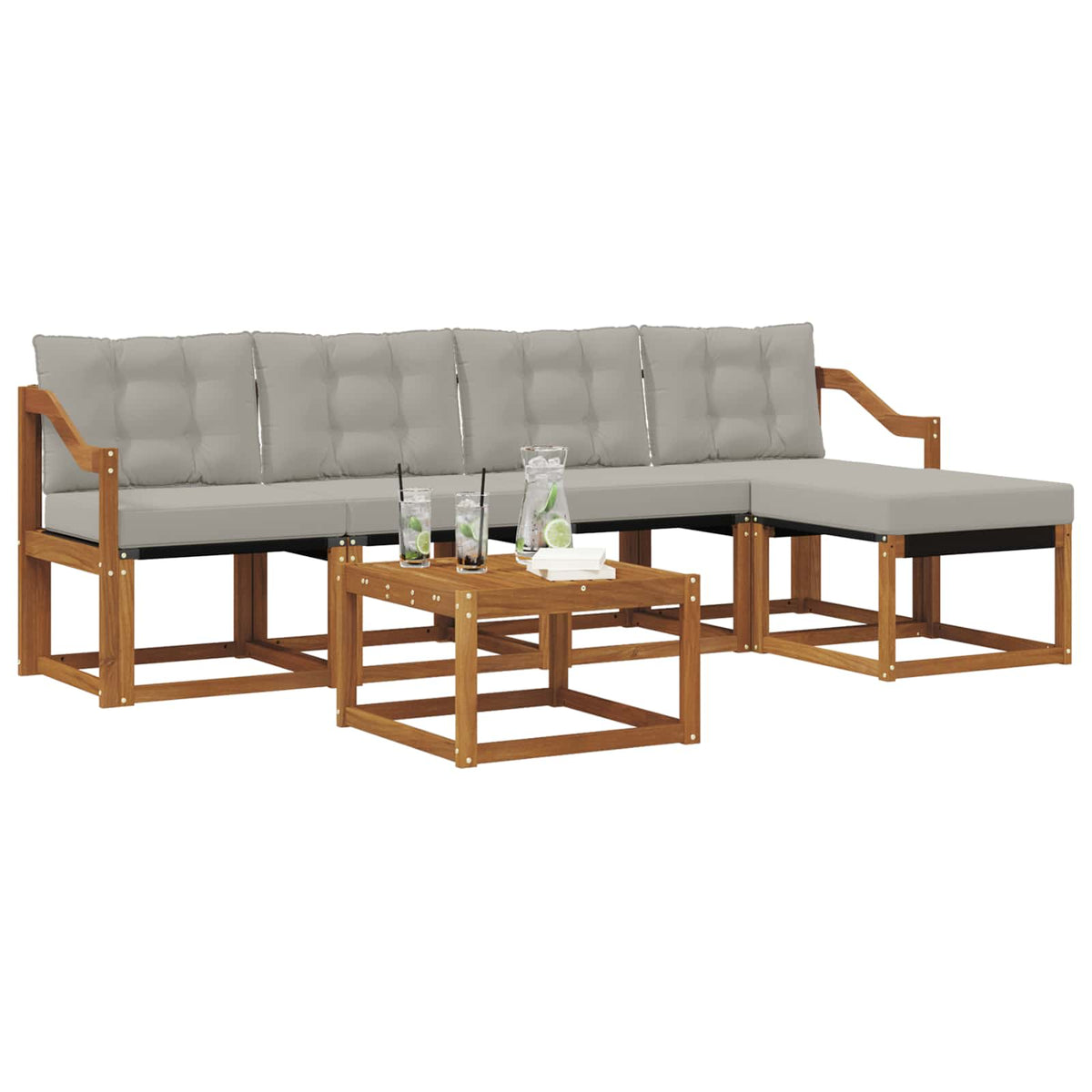 Set vanjskih sofa 6 kom. Prirodna i svjetlosiva