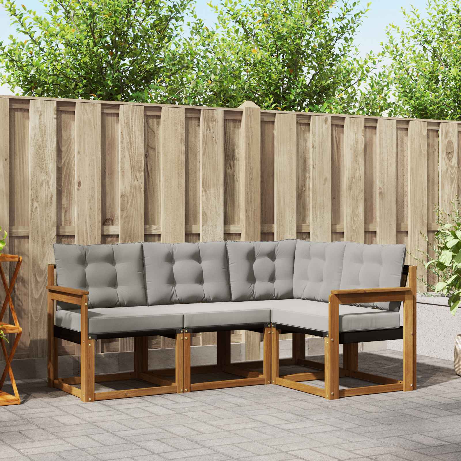 Set vanjskih sofa s jastukom 4 pcs Prirodna i svijetlo siva