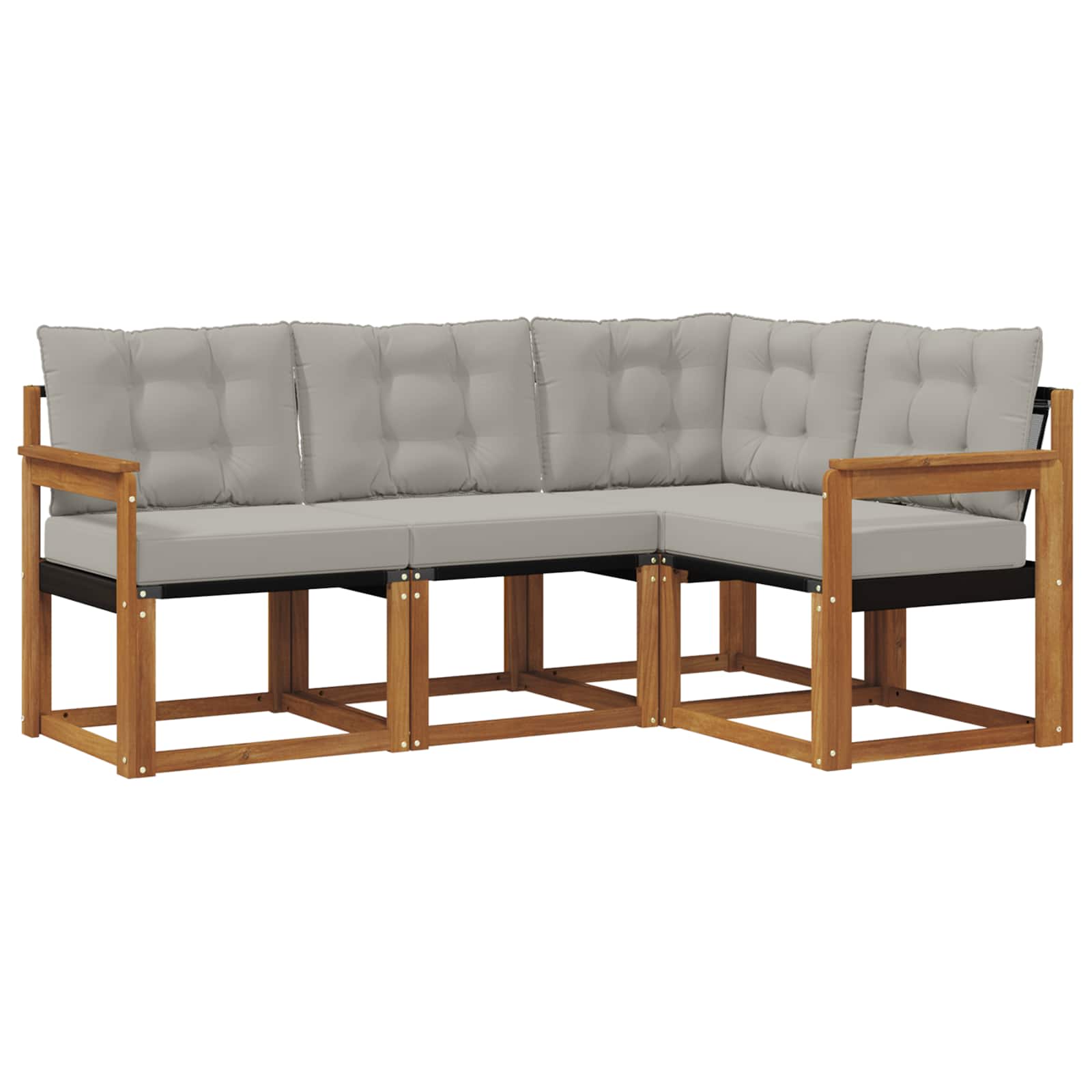 Set vanjskih sofa s jastukom 4 pcs Prirodna i svijetlo siva