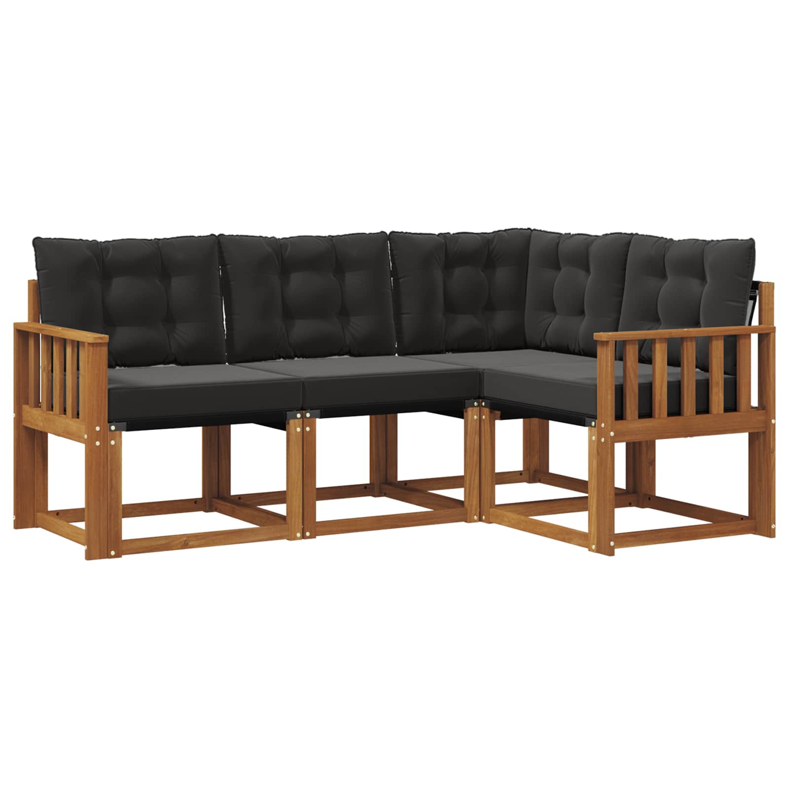 Set vanjskih sofa s jastukom 4 pcs Prirodna i crna