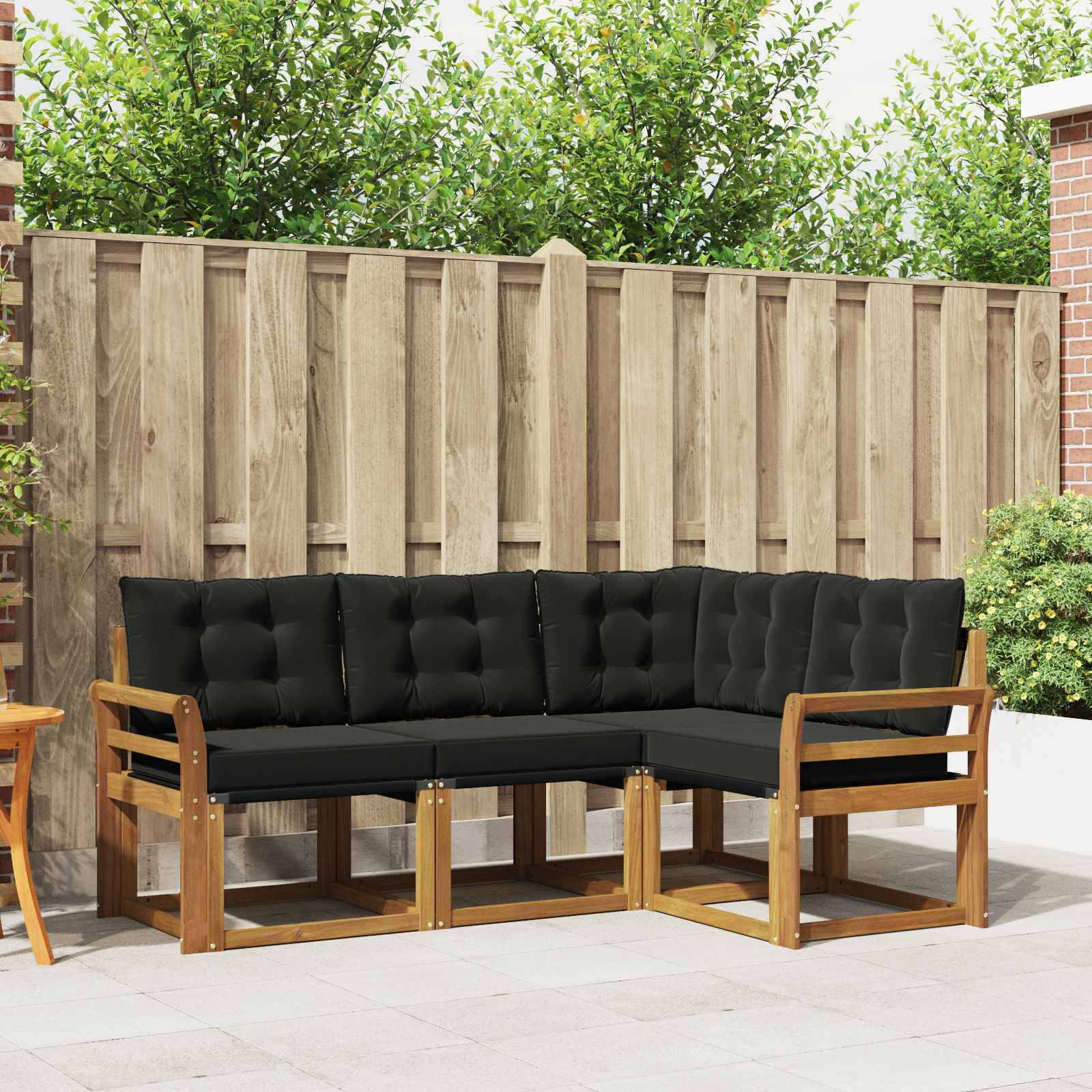 Set vanjskih sofa s jastukom 4 pcs Prirodna i crna