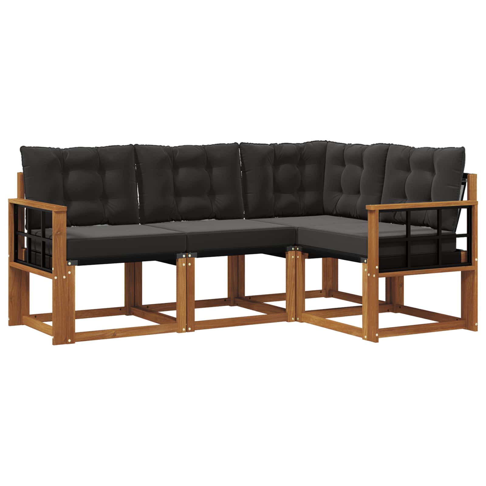 Set vanjskih sofa s jastukom 4 pcs Prirodna i crna