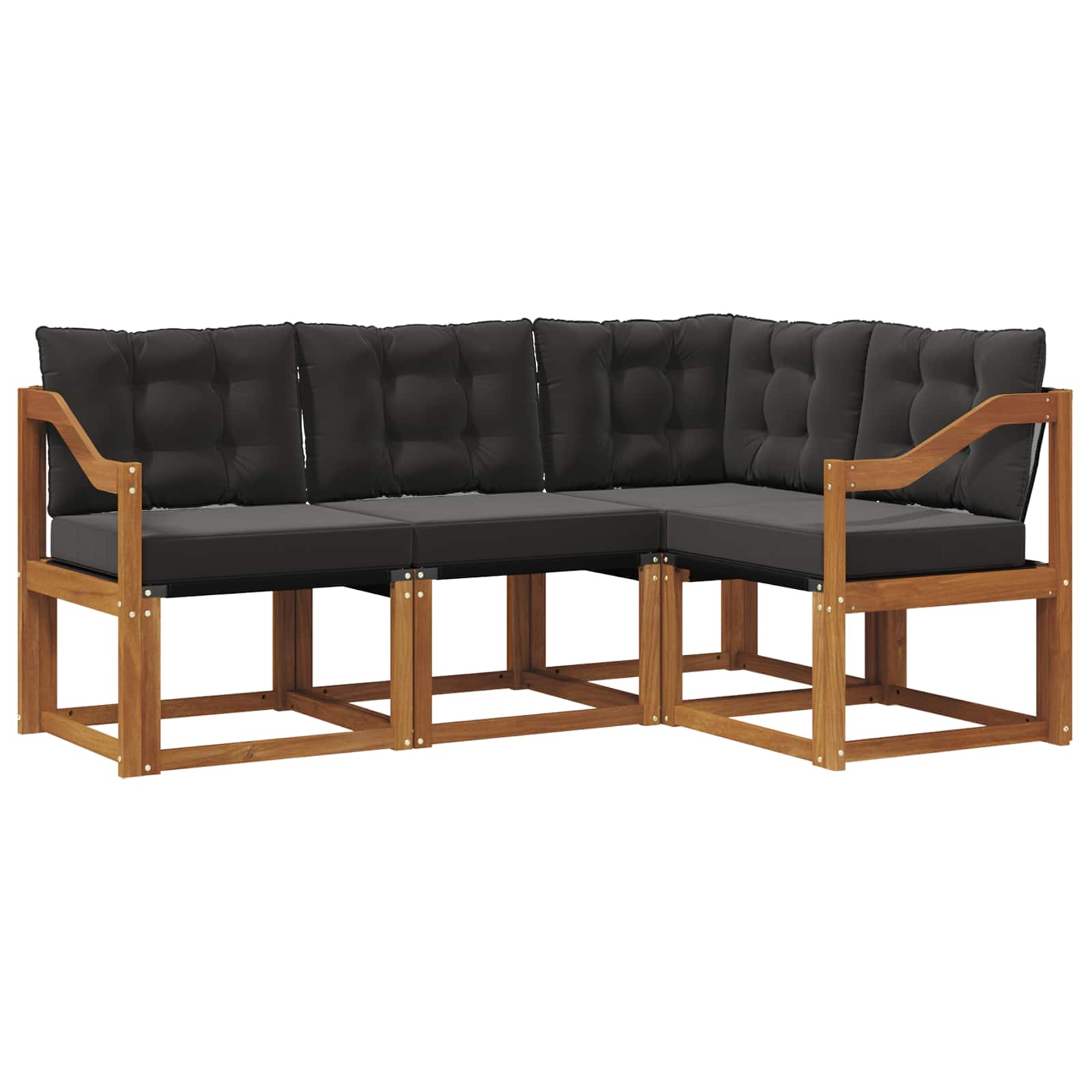 Set vanjskih sofa s jastukom 4 pcs Prirodna i crna
