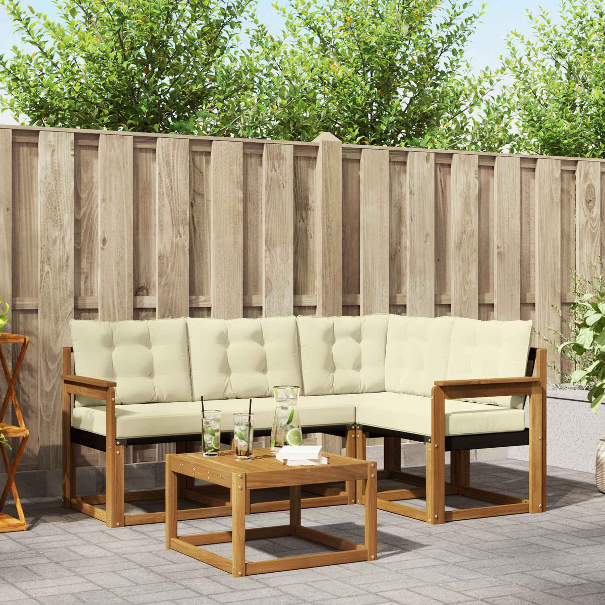 Set vanjskih sofa 5 kom. Prirodna i krem