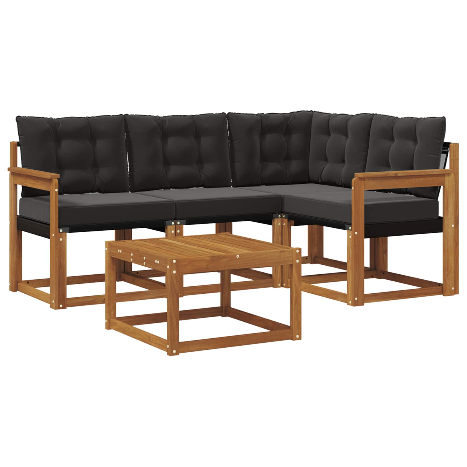 Set vanjskih sofa s jastukom 5 pcs Prirodna i crna