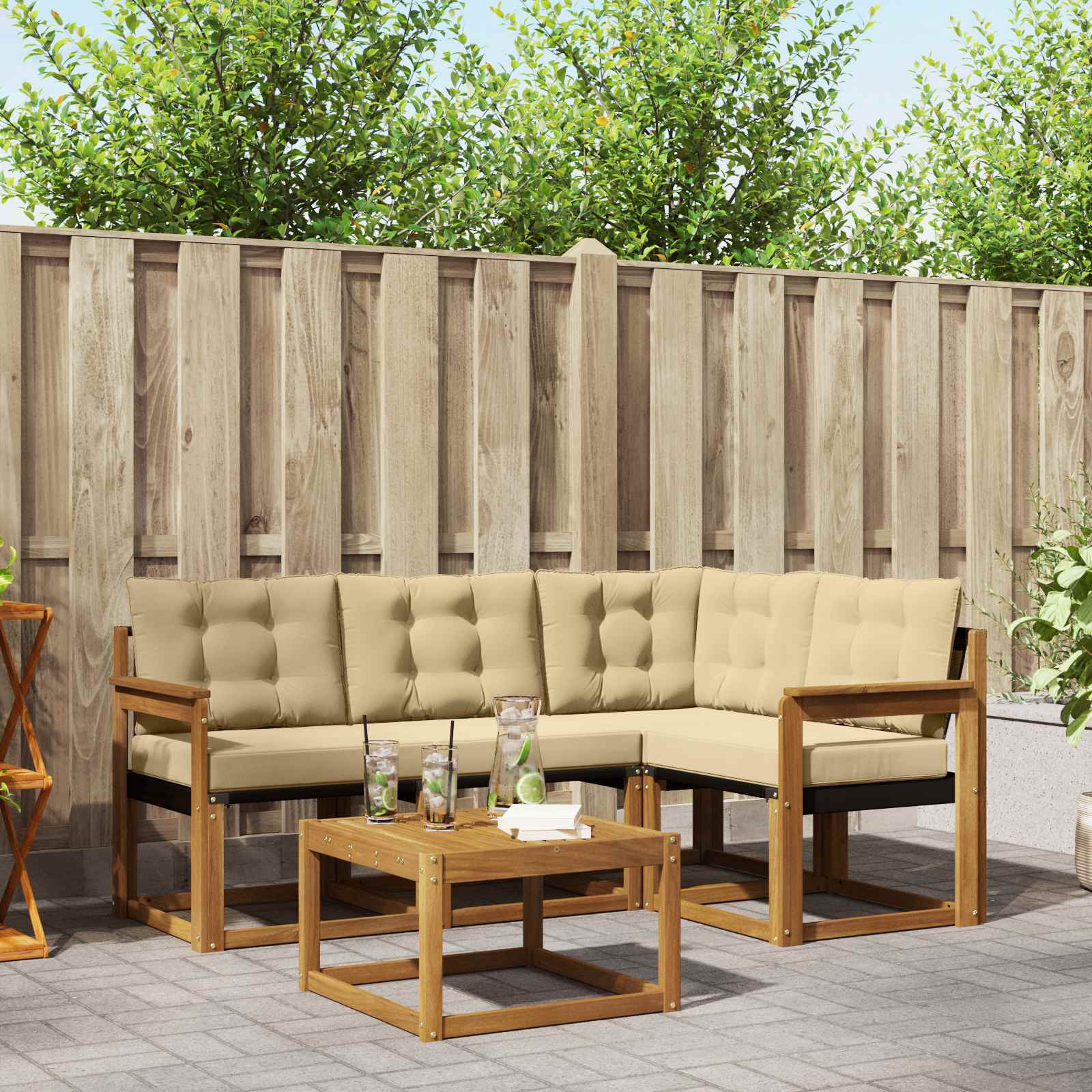 Set vanjskih sofa 5 kom. Prirodna i bež