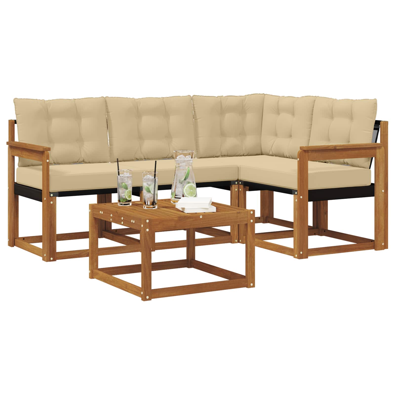 Set vanjskih sofa 5 kom. Prirodna i bež