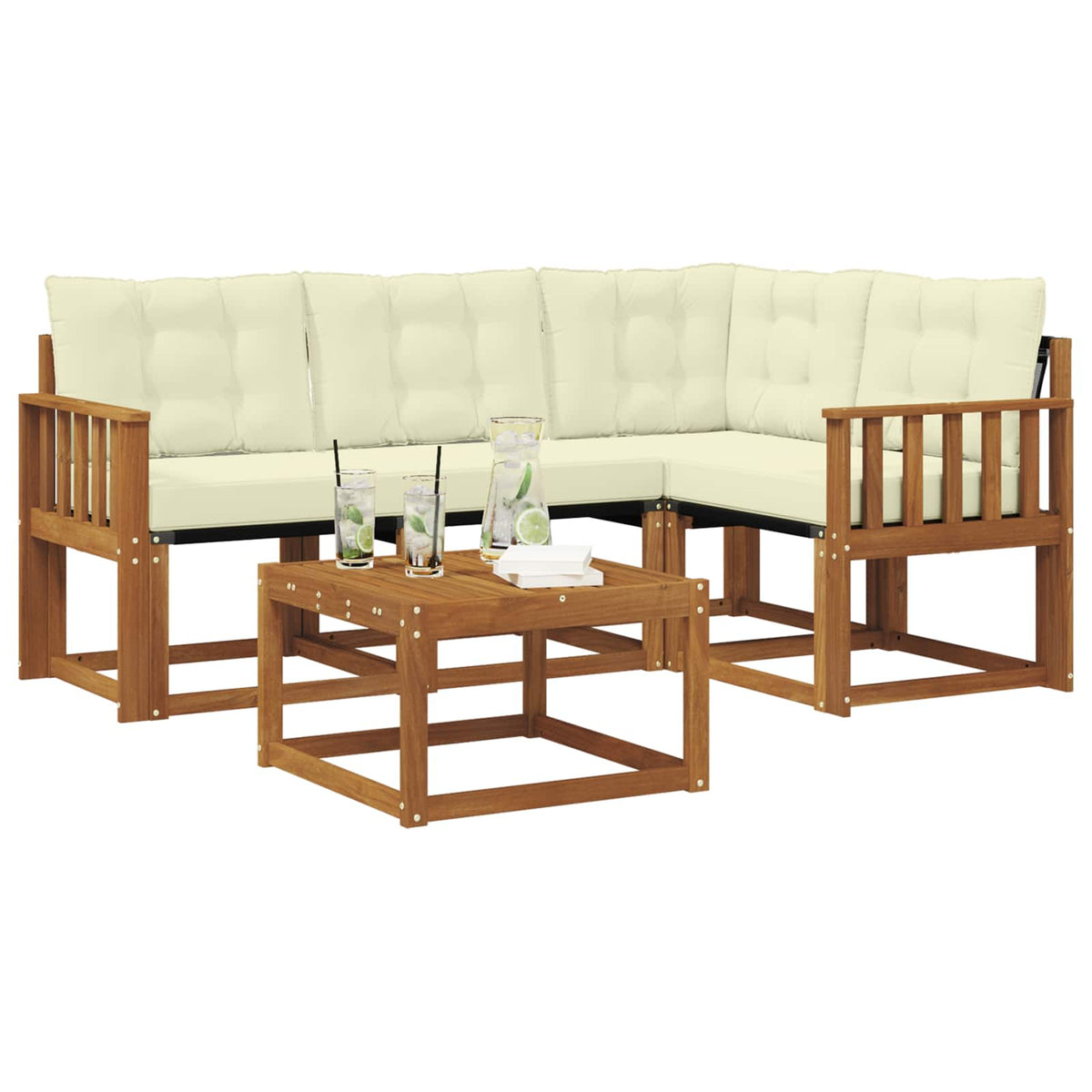 Set vanjskih sofa 5 kom. Prirodna i krem