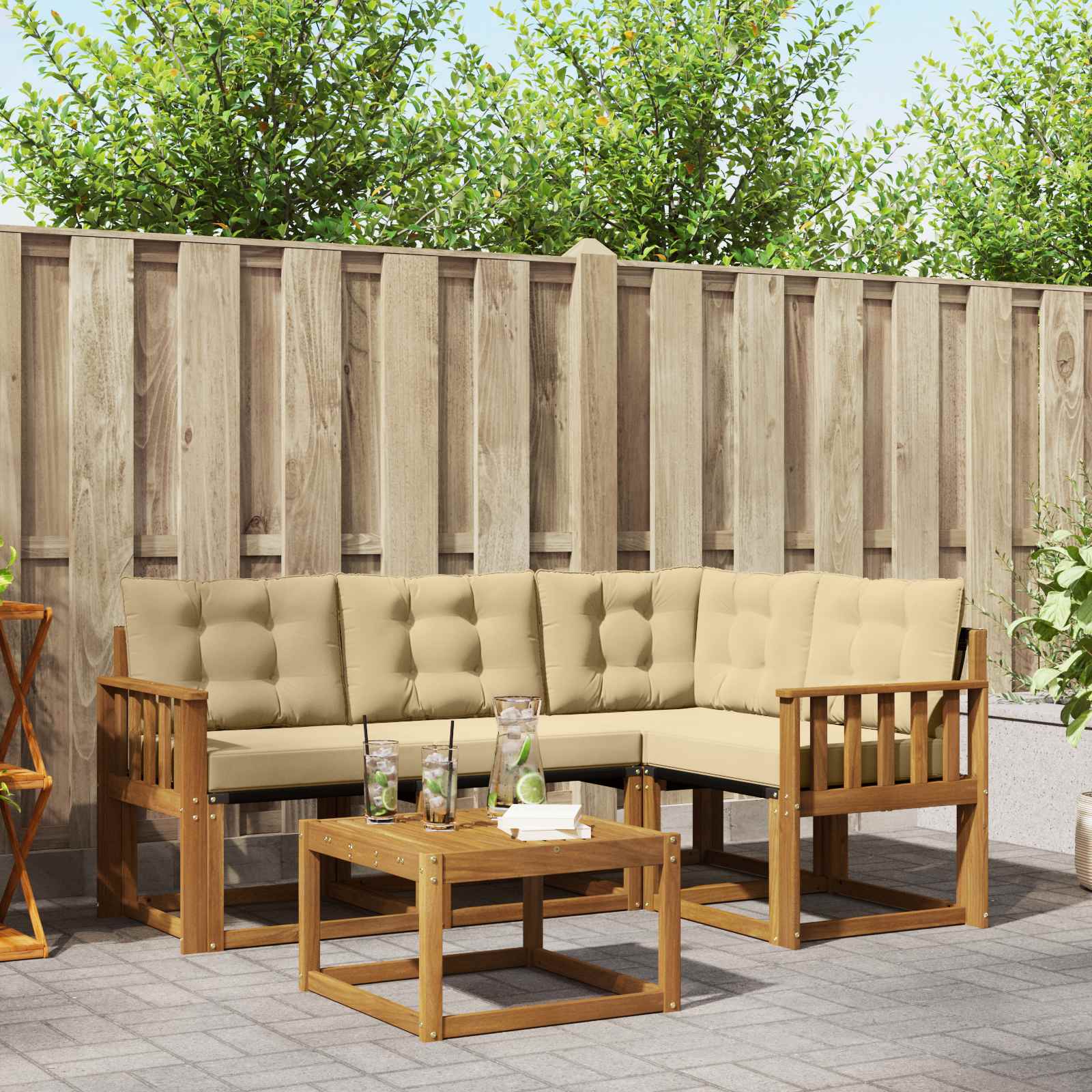 Set vanjskih sofa 5 kom. Prirodna i bež