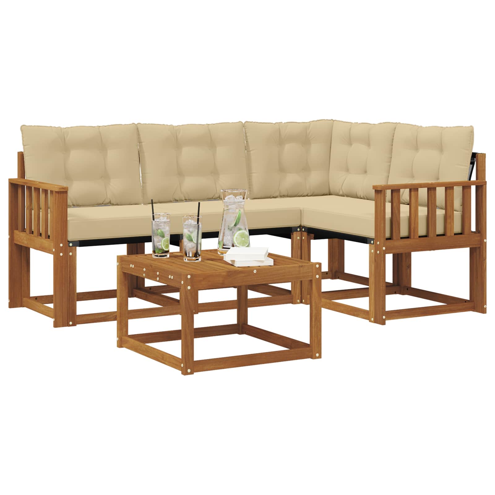 Set vanjskih sofa 5 kom. Prirodna i bež