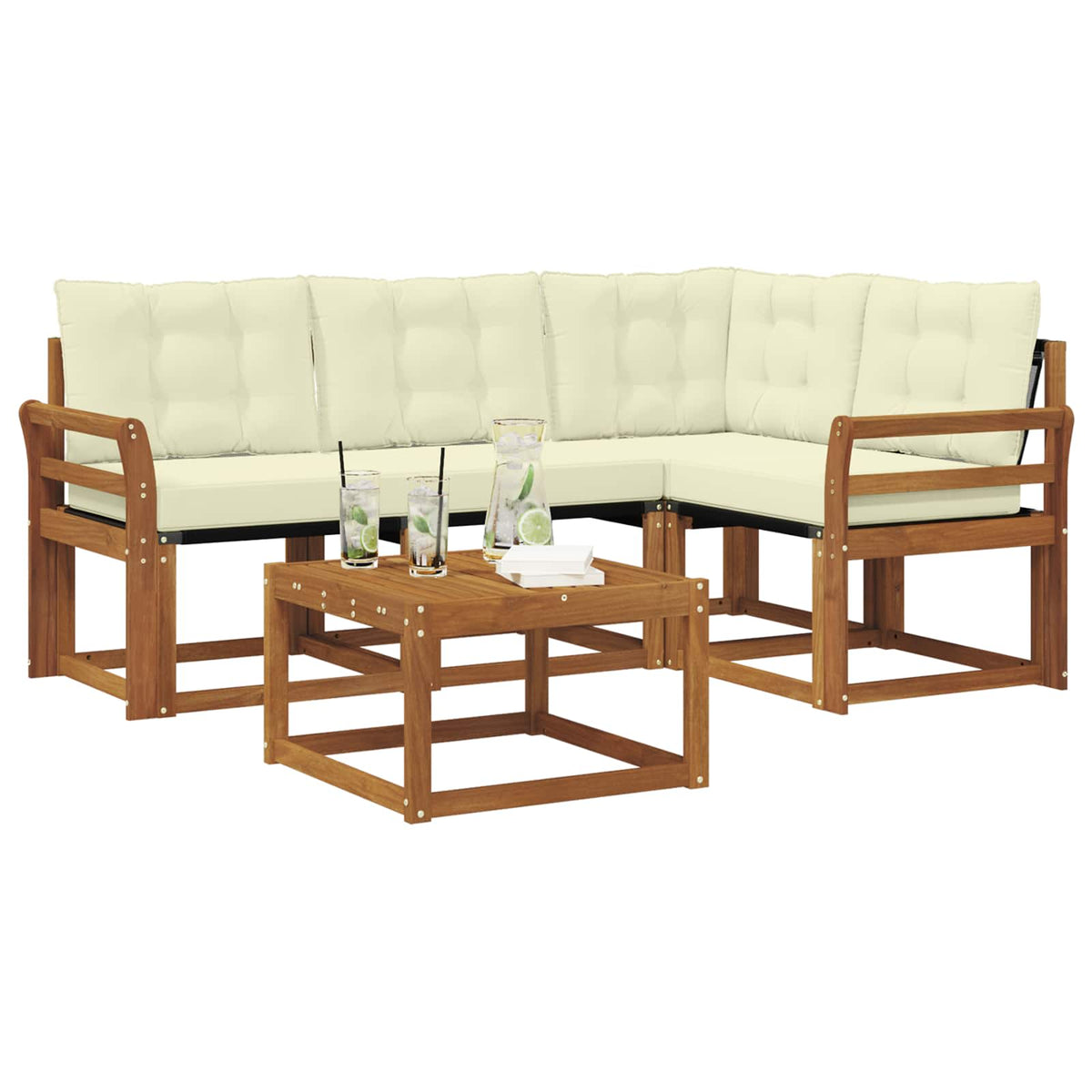 Set vanjskih sofa 5 kom. Prirodna i krem